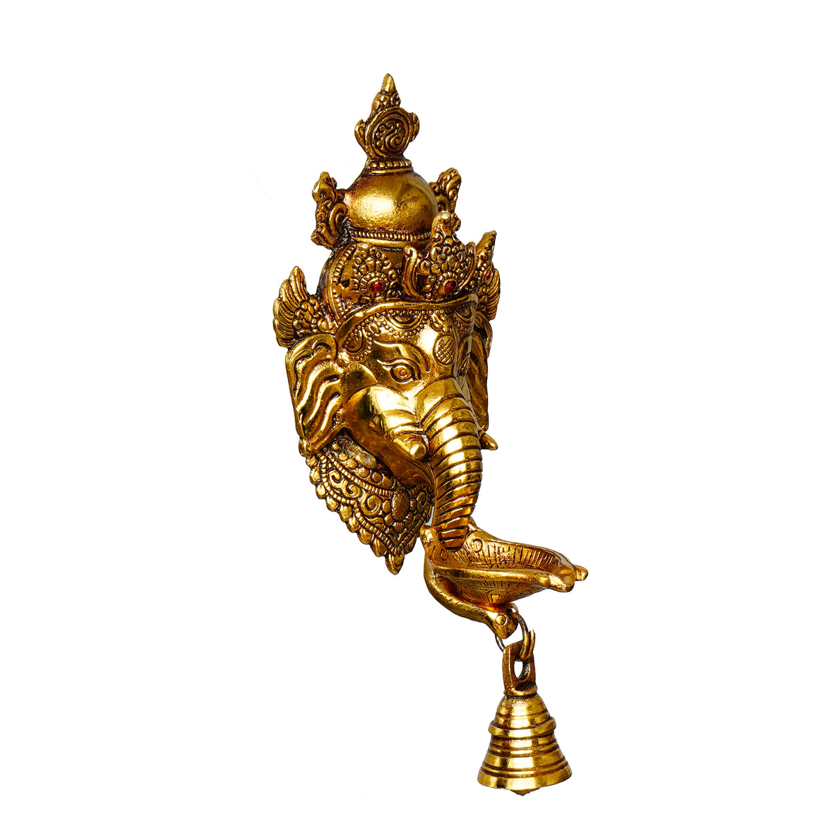 Lord Ganesha Diya With Bell Metal Handcrafted Wall Hanging Ecraftindia Online 2512