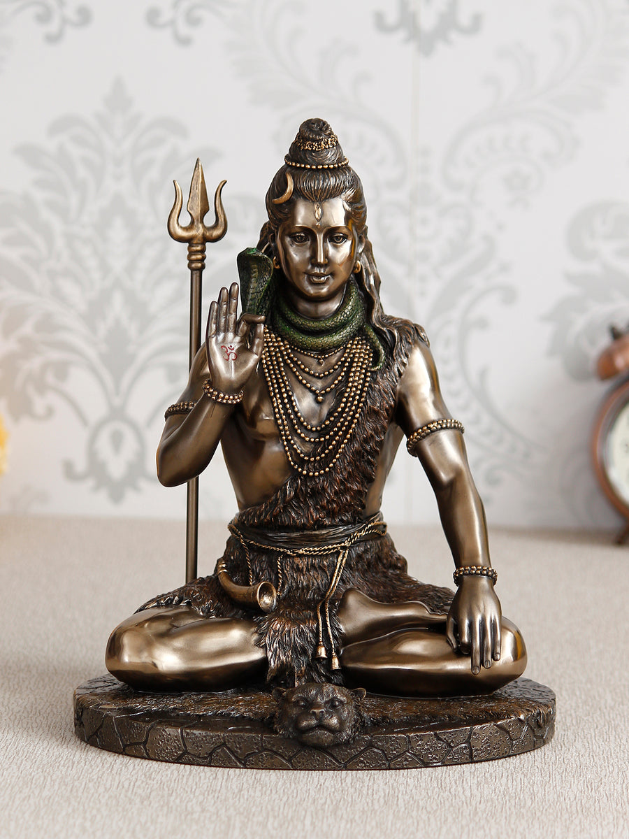 Blessing Lord Shiva Cold Cast Bronze Resin Decorative Figurine ...