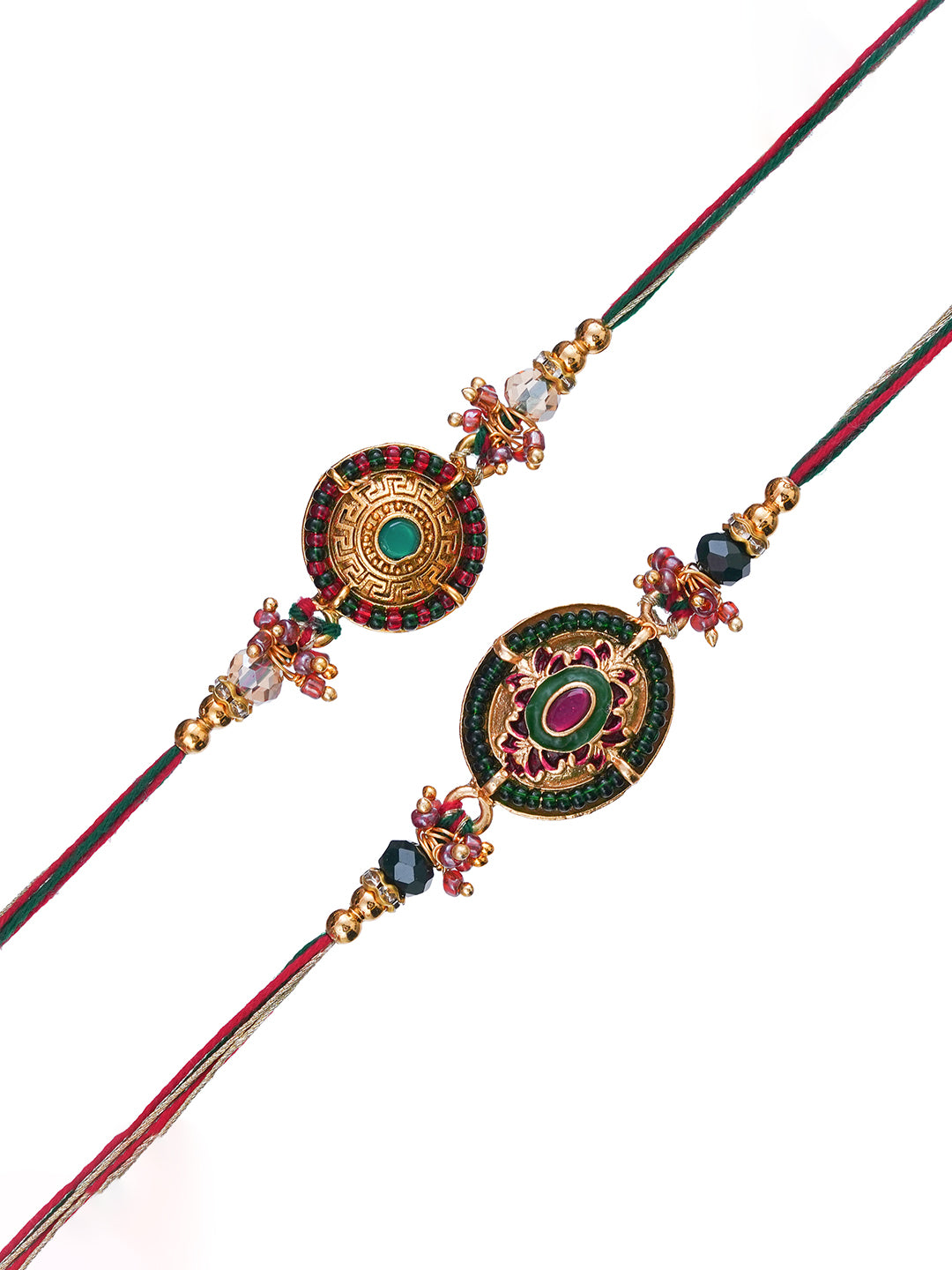 Set of 2 Jai Shri Ram, Lord Ram Laxman Hanuman Religious Rakhis for Brother, Bhabhi, Kids with Roli Chawal Pack 2