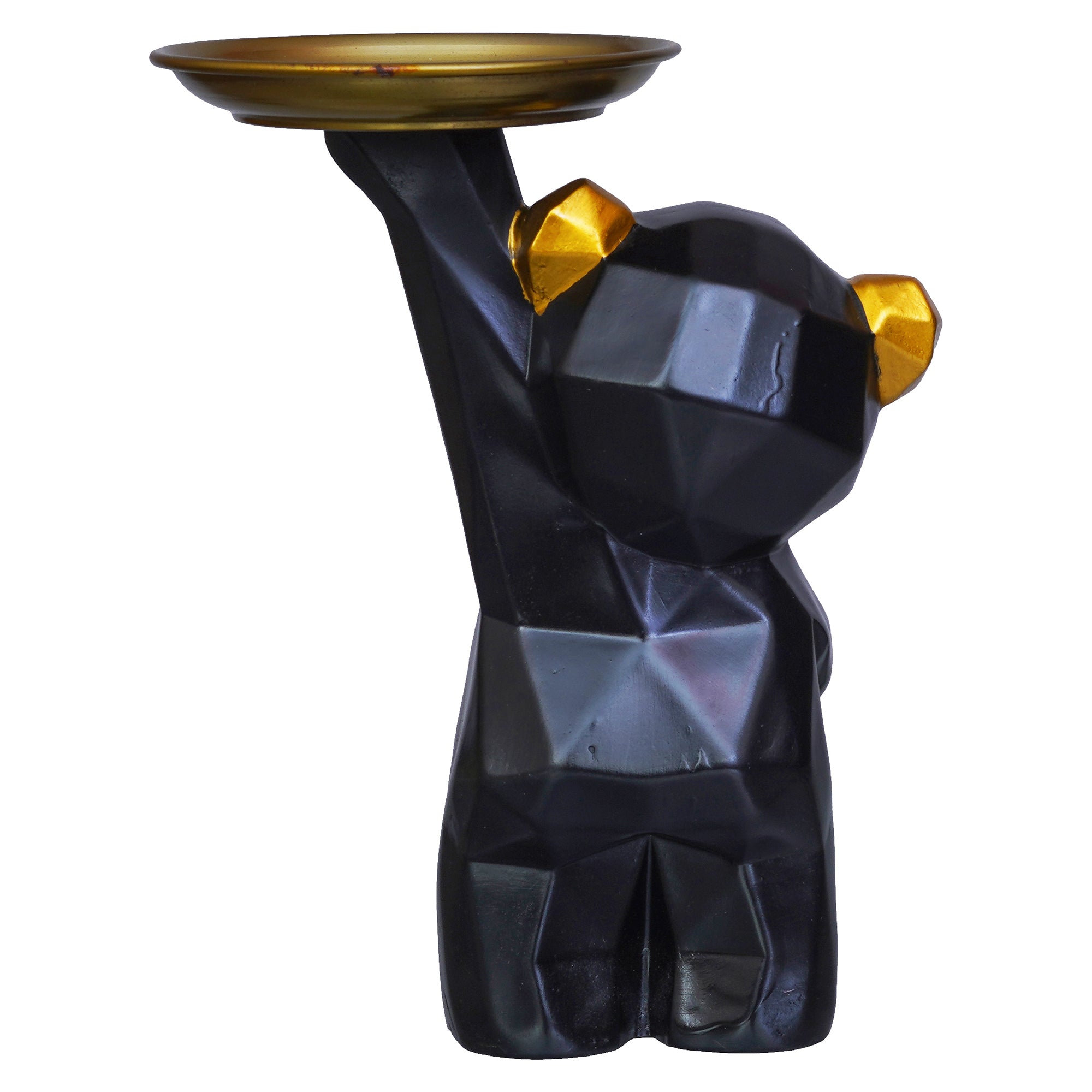 Geometric Black Standing Teddy Bear Statue Holding Tray Decorative Showpiece 8