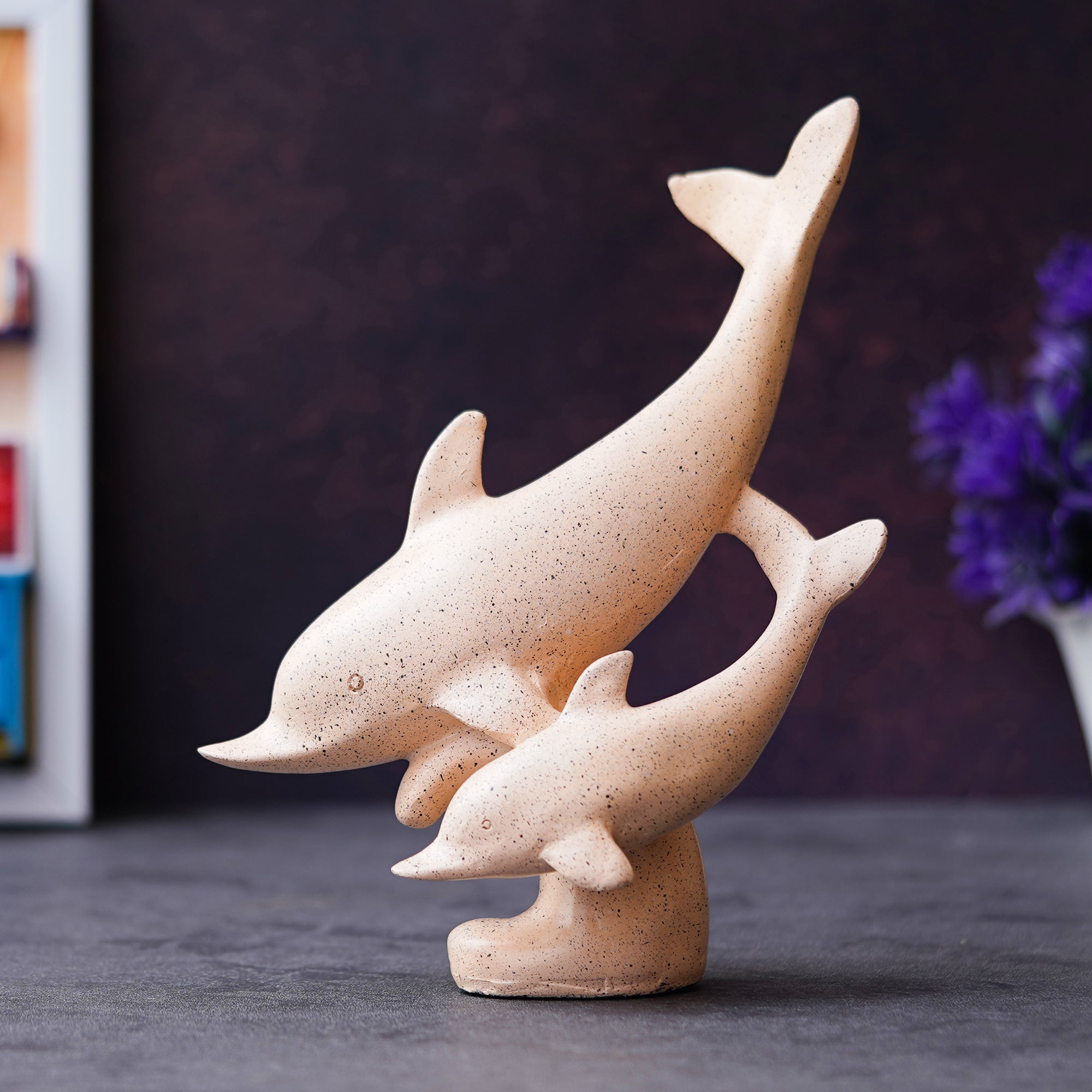 Set of 2 Dolphin Statues Animal Figurine Decorative Showpiece 1