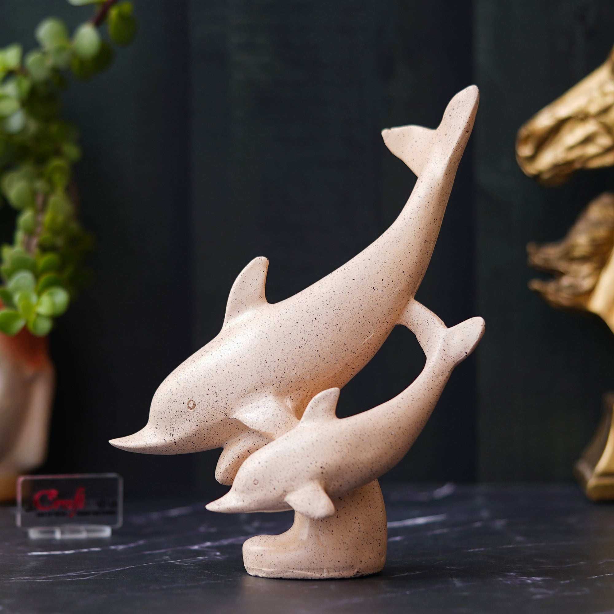 Set of 2 Dolphin Statues Animal Figurine Decorative Showpiece