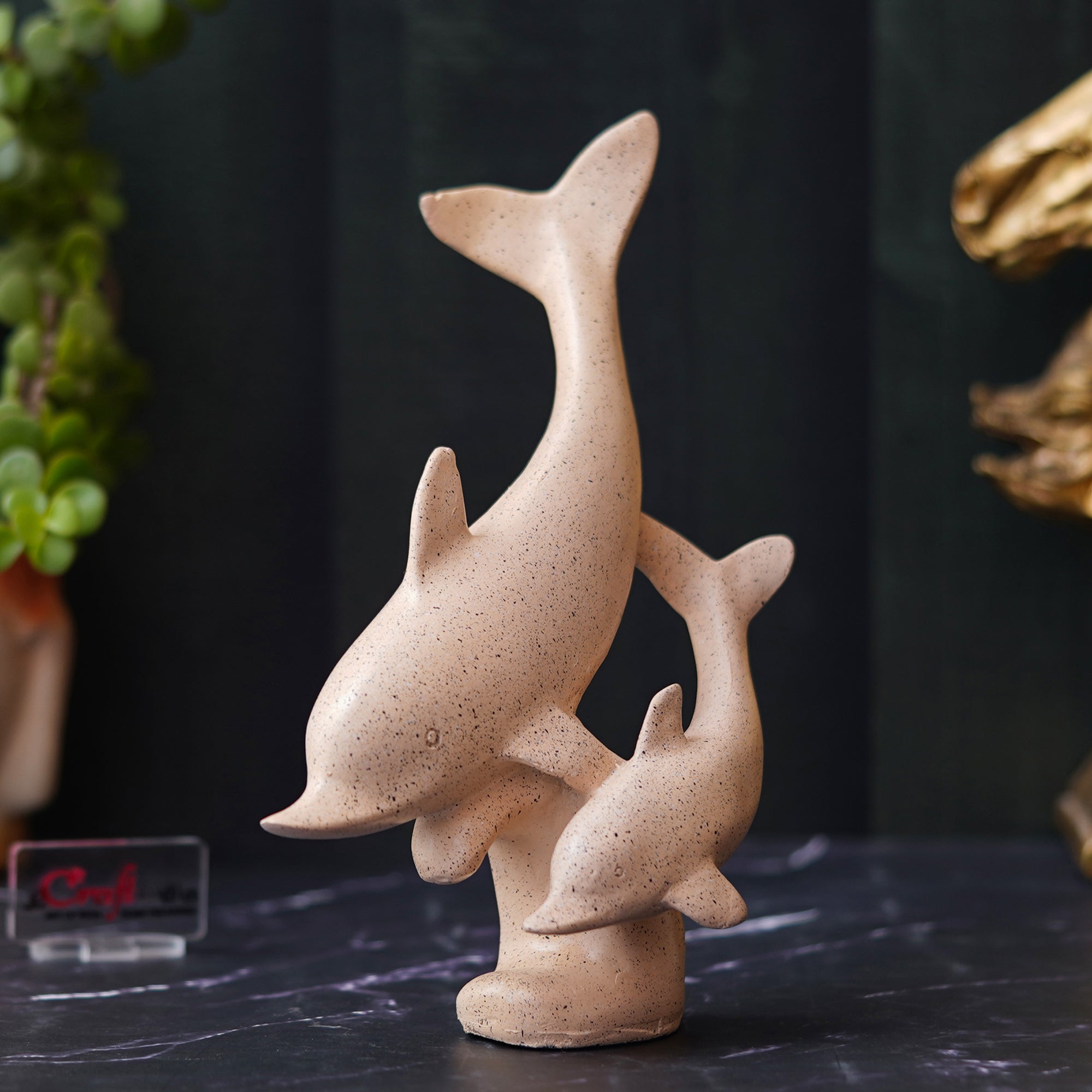 Set of 2 Dolphin Statues Animal Figurine Decorative Showpiece 4