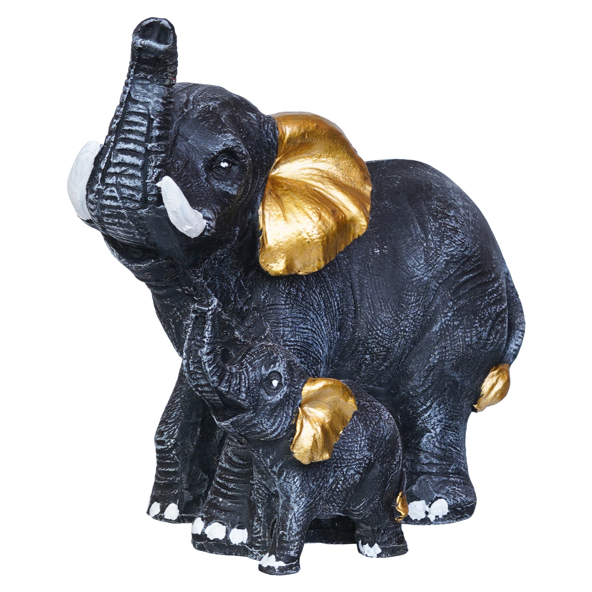 Set of 2 Elephant With Baby Elephant Statues Animal Figurines 6