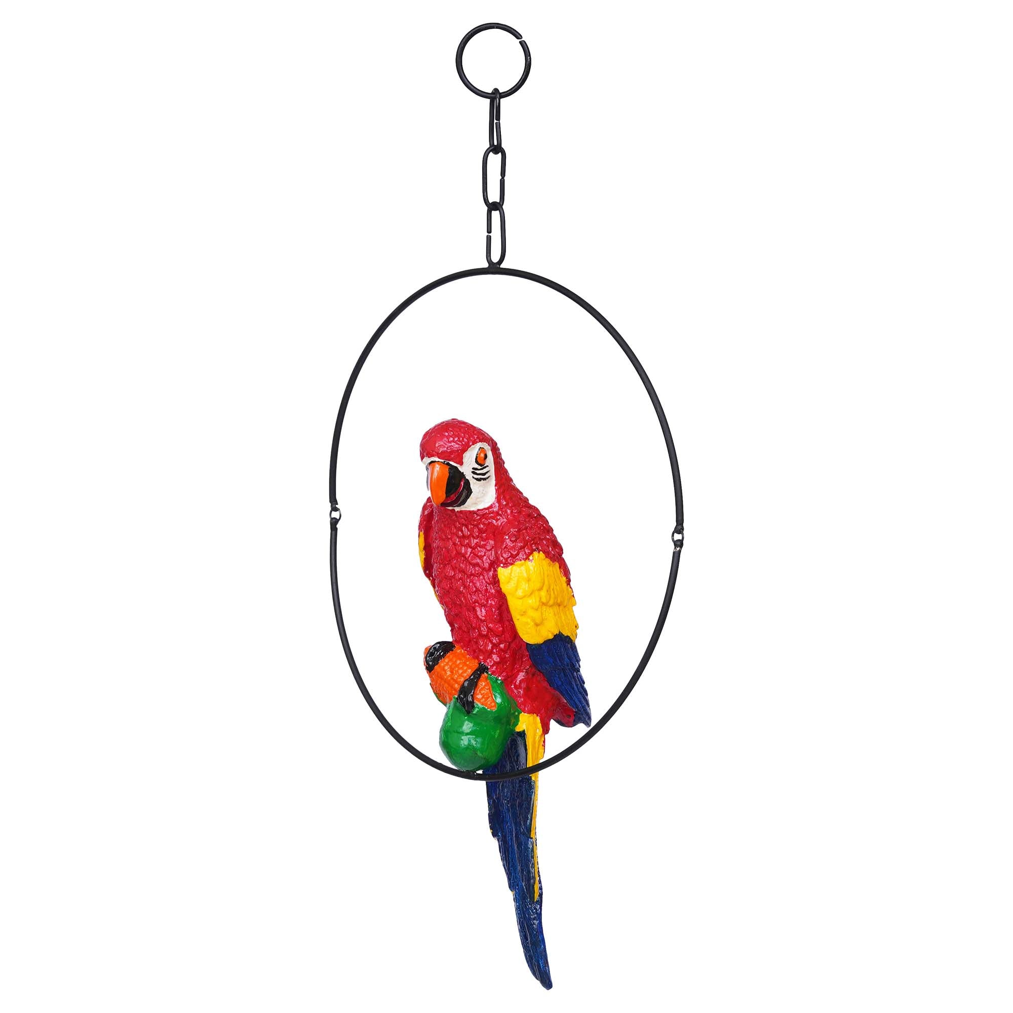 Polyresin Red Parrot Bird Figurine with Hanging Ring Decorative Showpiece 2