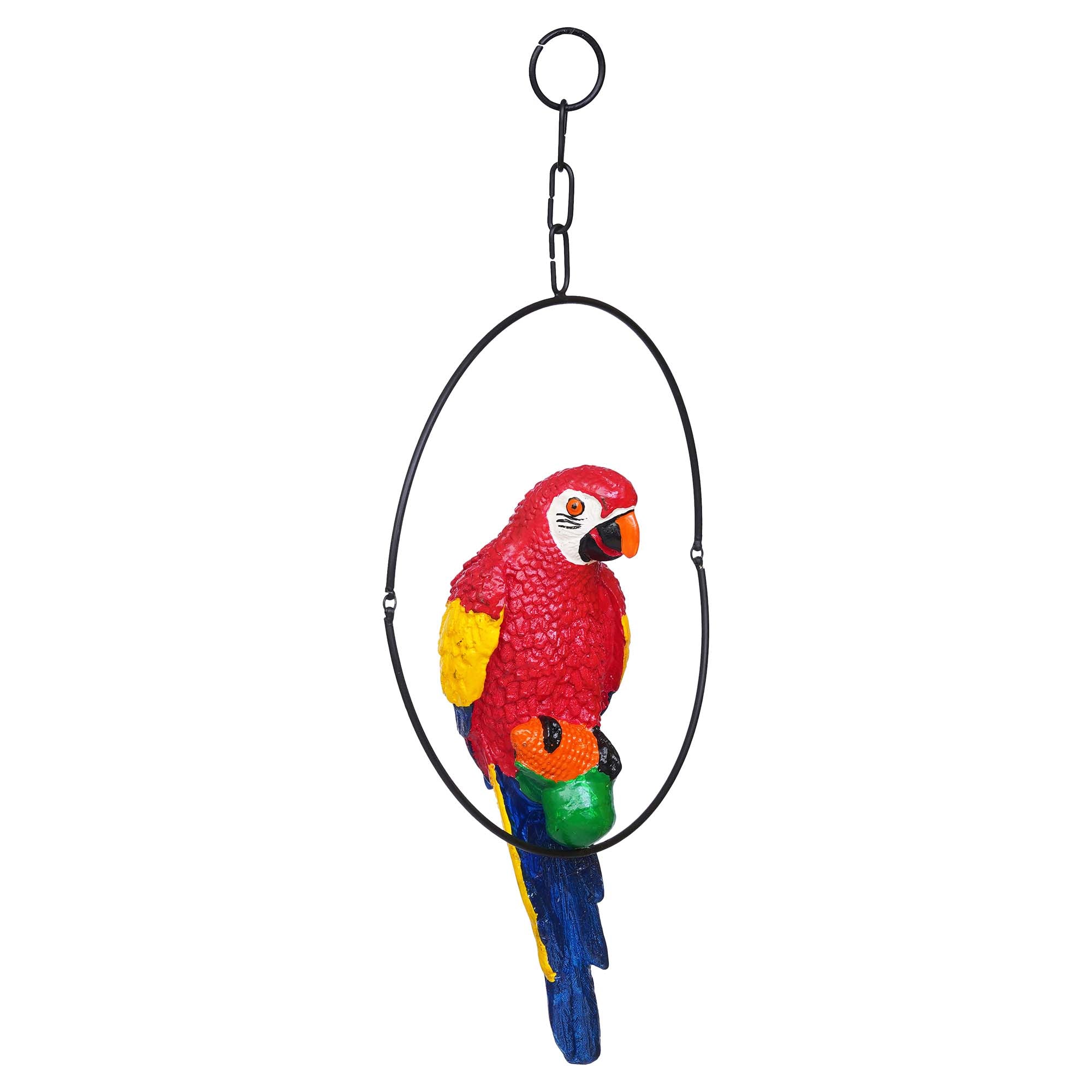 Polyresin Red Parrot Bird Figurine with Hanging Ring Decorative Showpiece 6