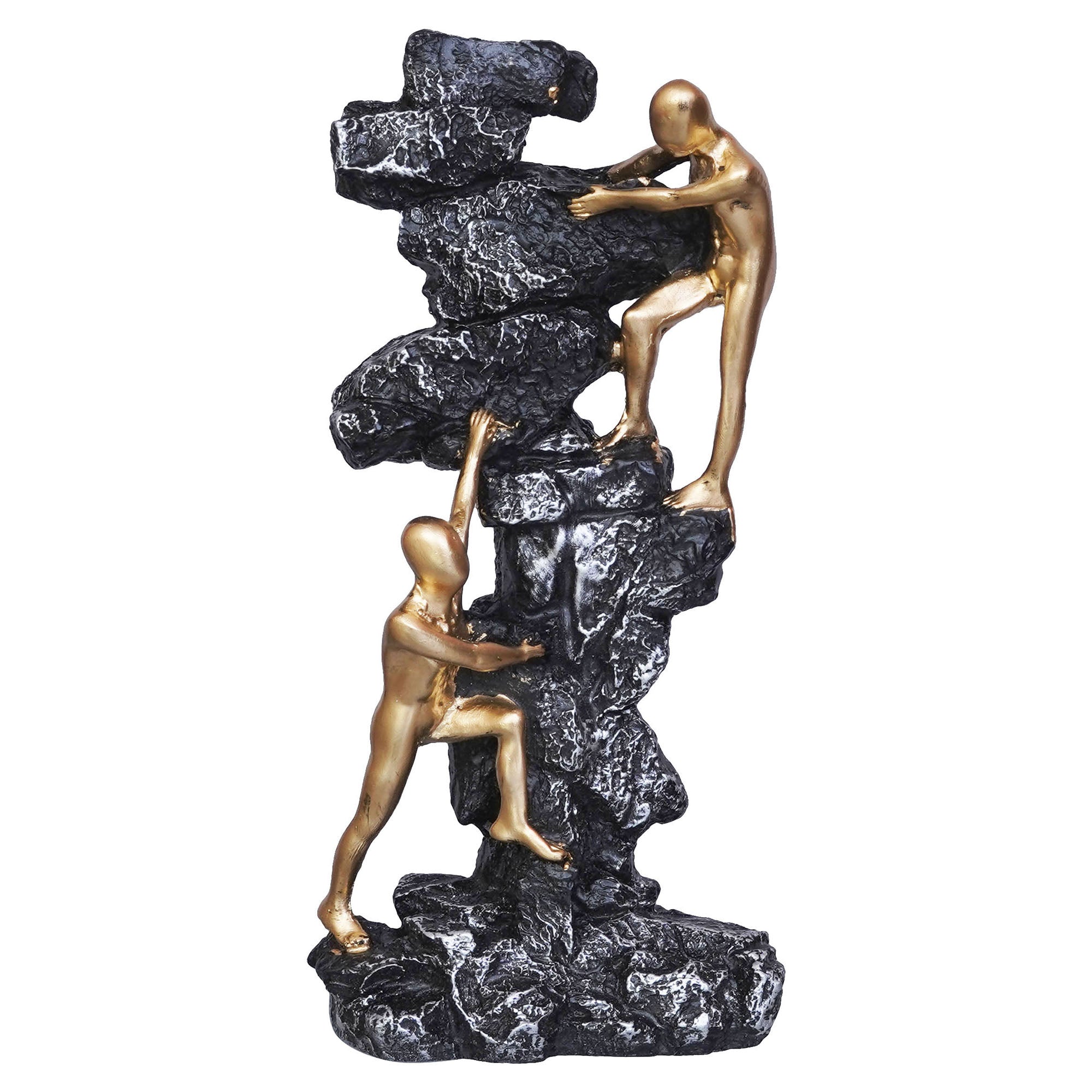 2 Men Climbing on Rock Mountain Climbers Human Figurine Decorative Showpiece 2