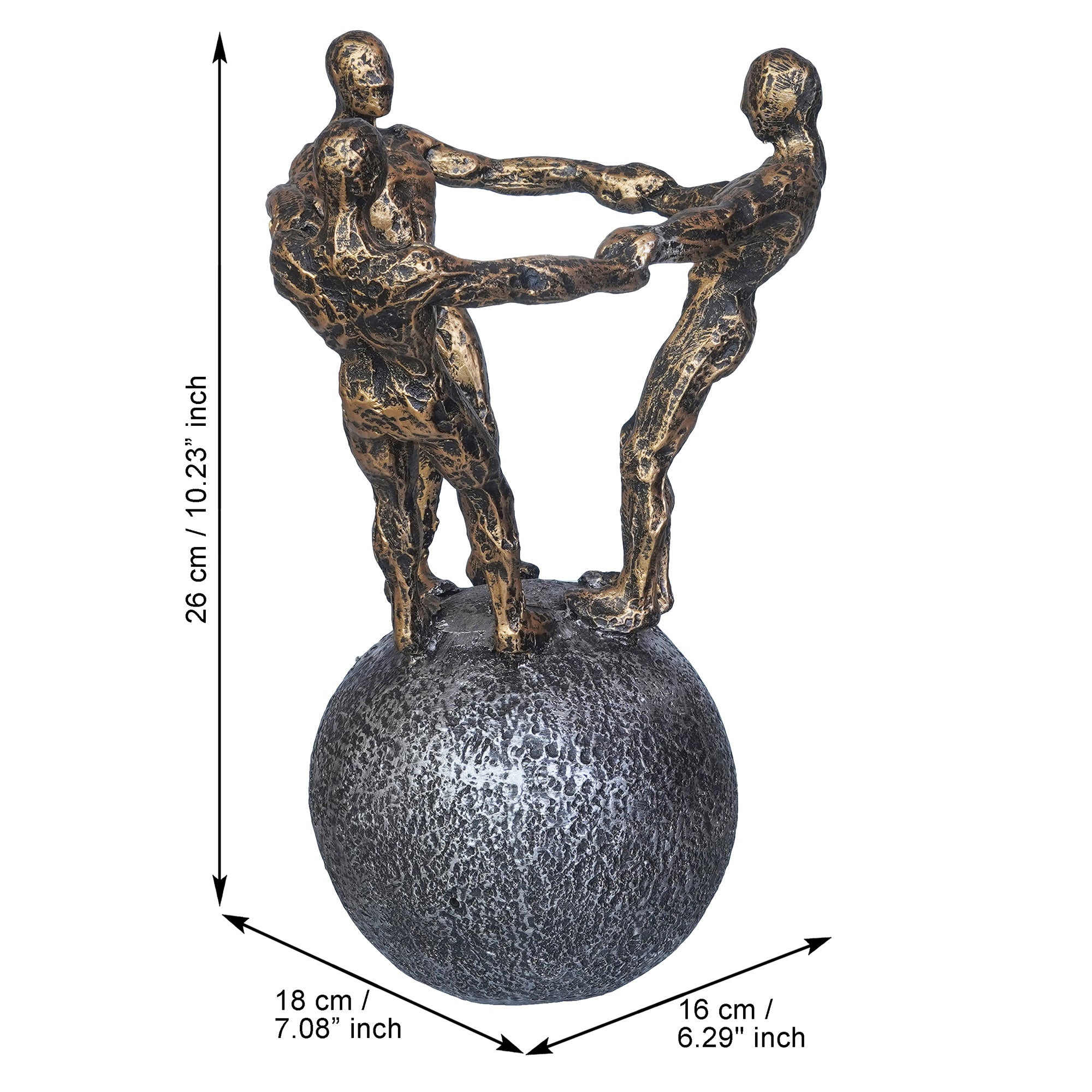 3 Man Group Standing on Ball Human Figurine Showpiece for Home, Office, Table Decor 3