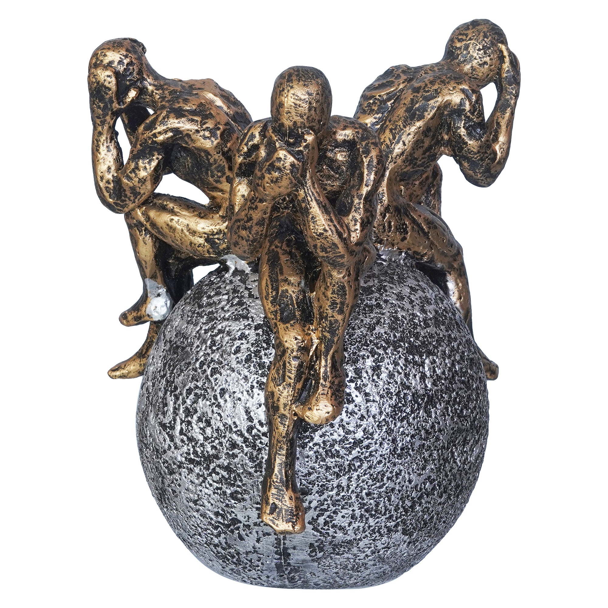 3 Man Group Sitting on Ball Human Figurine Showpiece for Home, Office, Table Decor 2