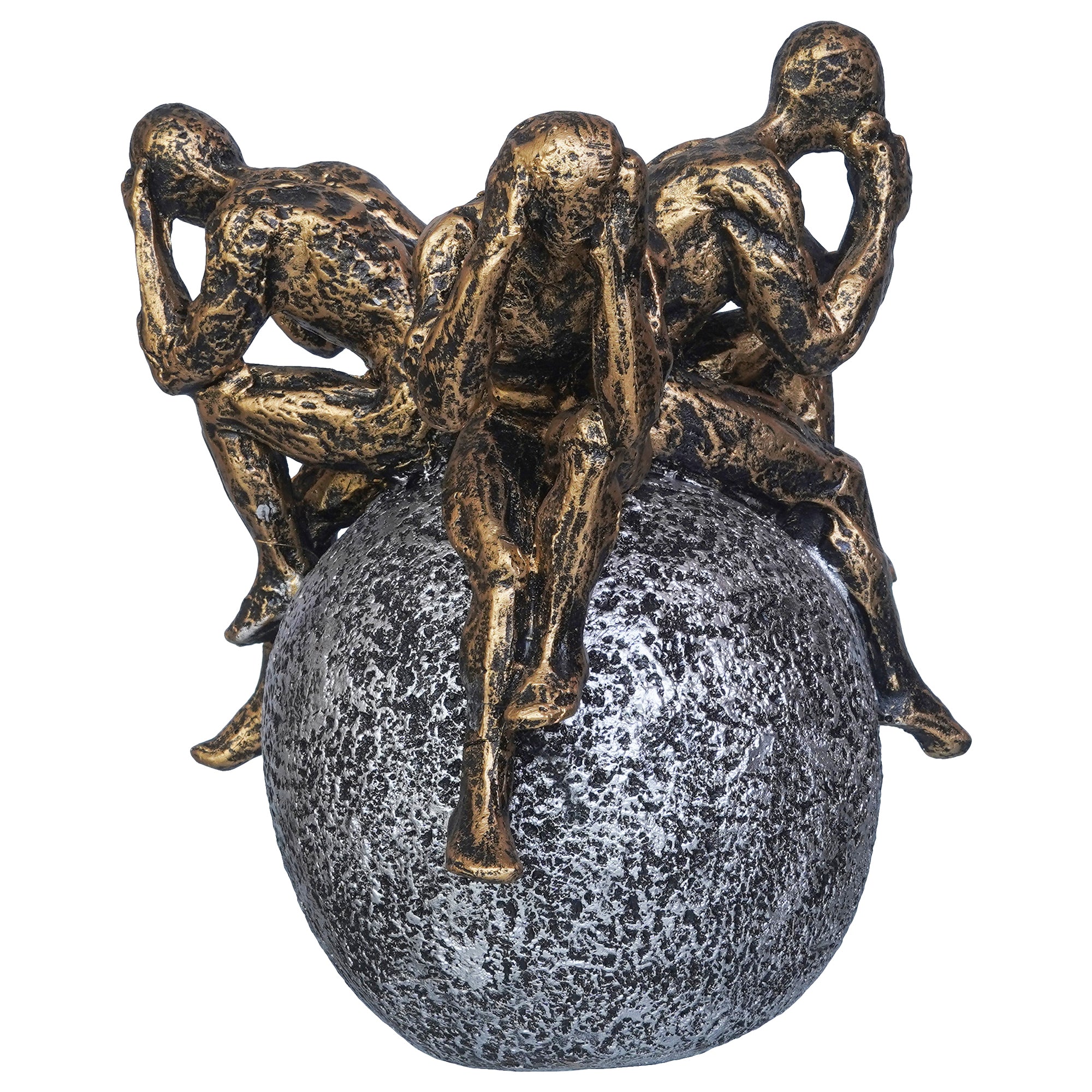 3 Man Group Sitting on Ball Human Figurine Showpiece for Home, Office, Table Decor 6