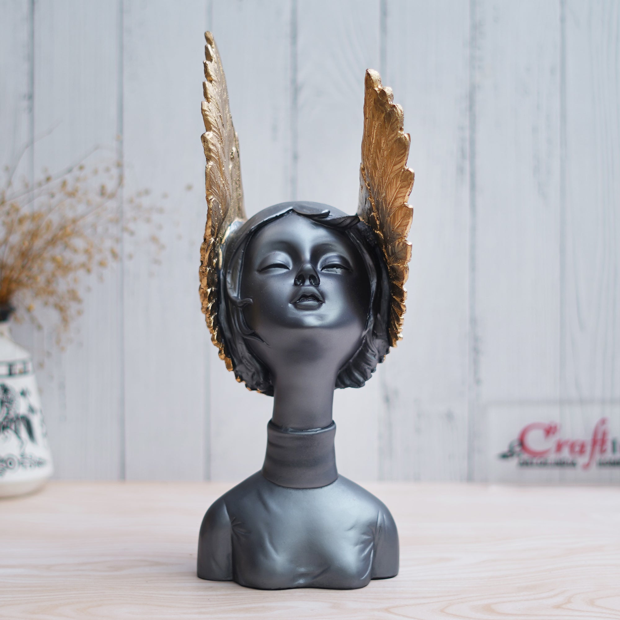 Grey & Golden Fairy Lady Statue Decorative Showpiece for Home Decor 5