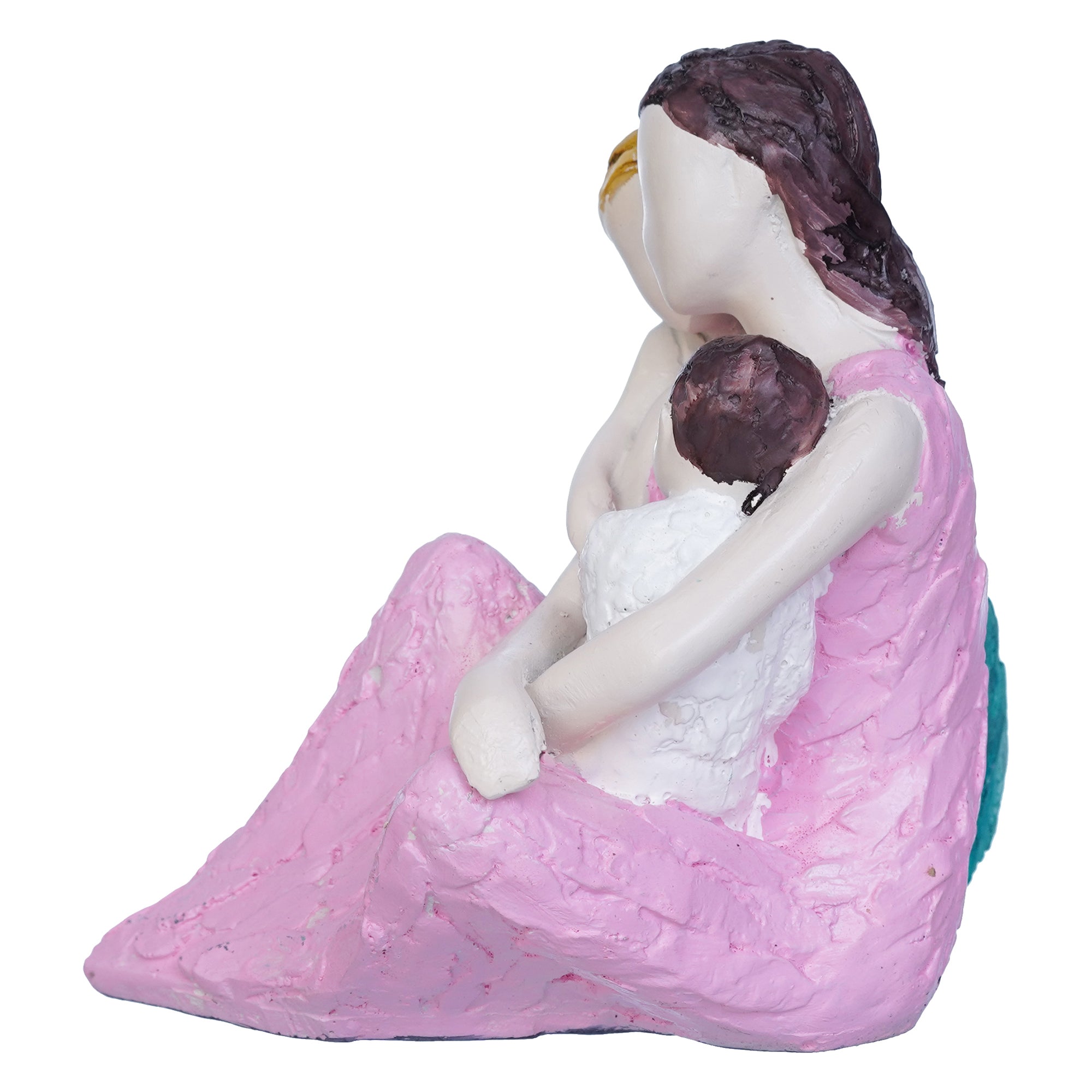 Happy Family of Mother, Daughter Backhugging, and Boy on Lap Human Figurine Decorative Showpiece 7