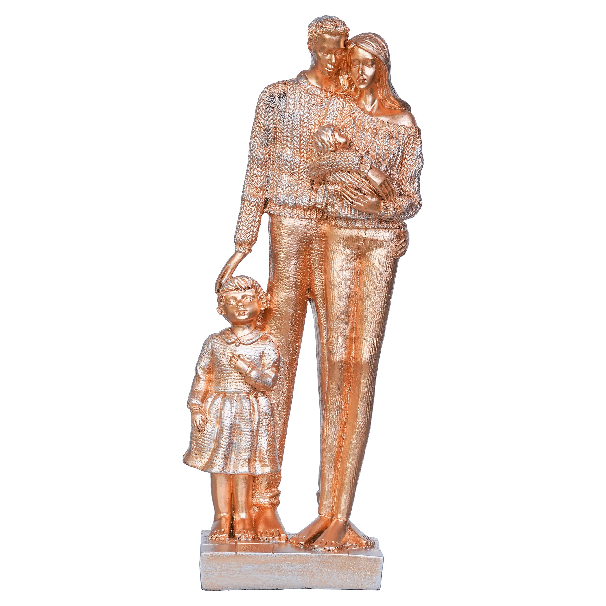 Golden Beloved Family of Husband, Wife, Daughter, and Son Human Figurines Decorative Showpiece 2