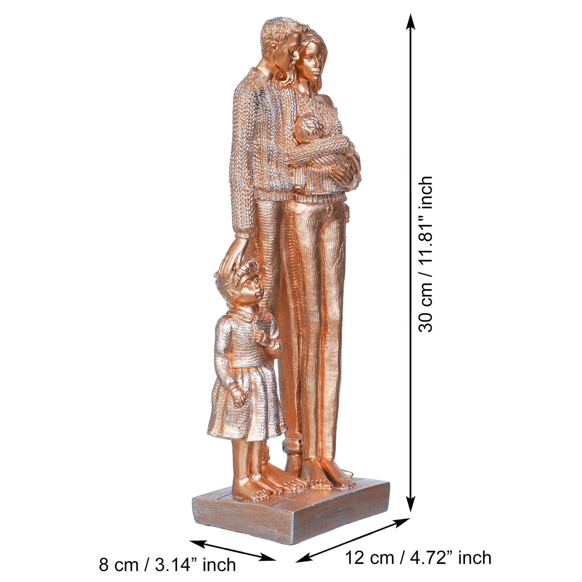 Golden Beloved Family of Husband, Wife, Daughter, and Son Human Figurines Decorative Showpiece 3