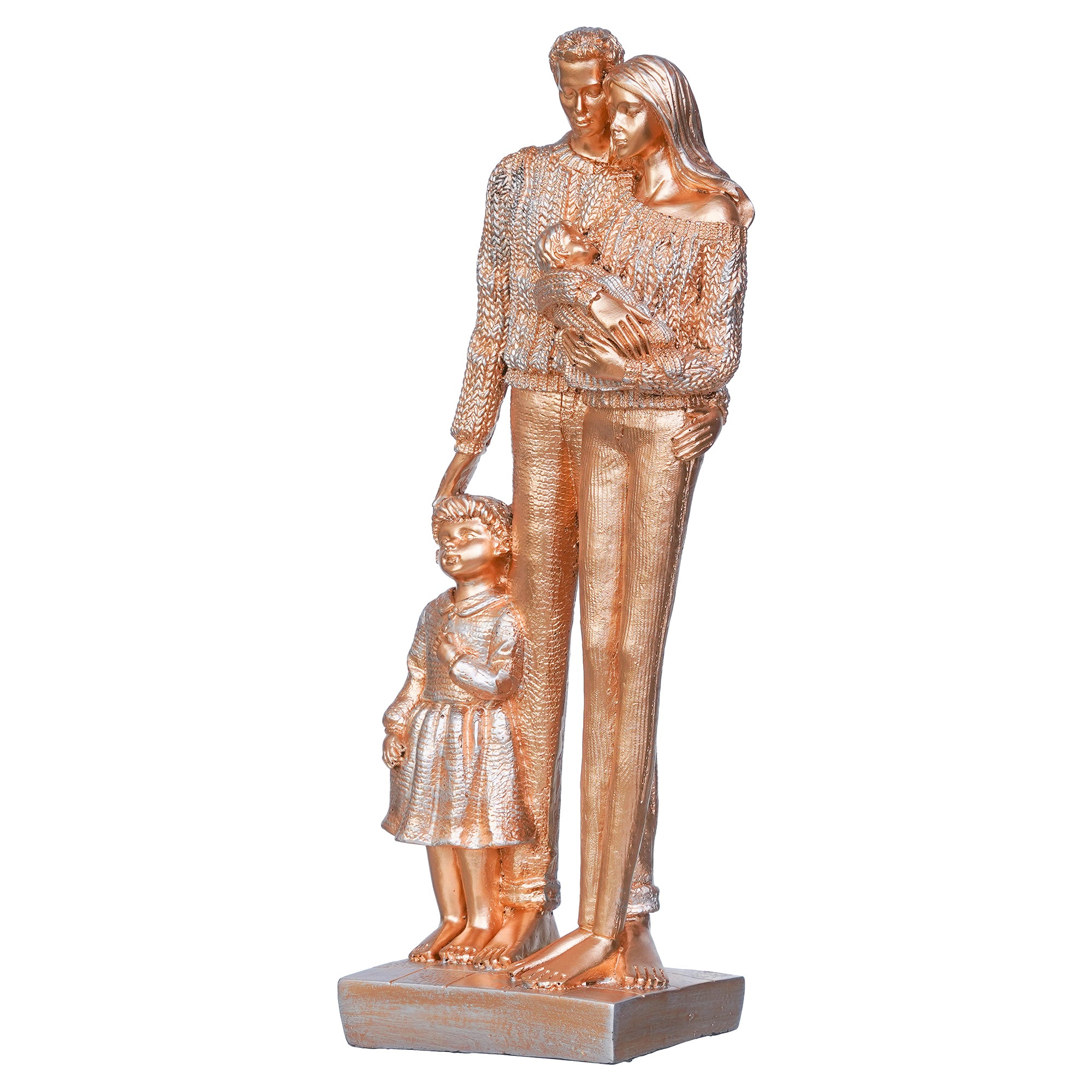 Golden Beloved Family of Husband, Wife, Daughter, and Son Human Figurines Decorative Showpiece 6