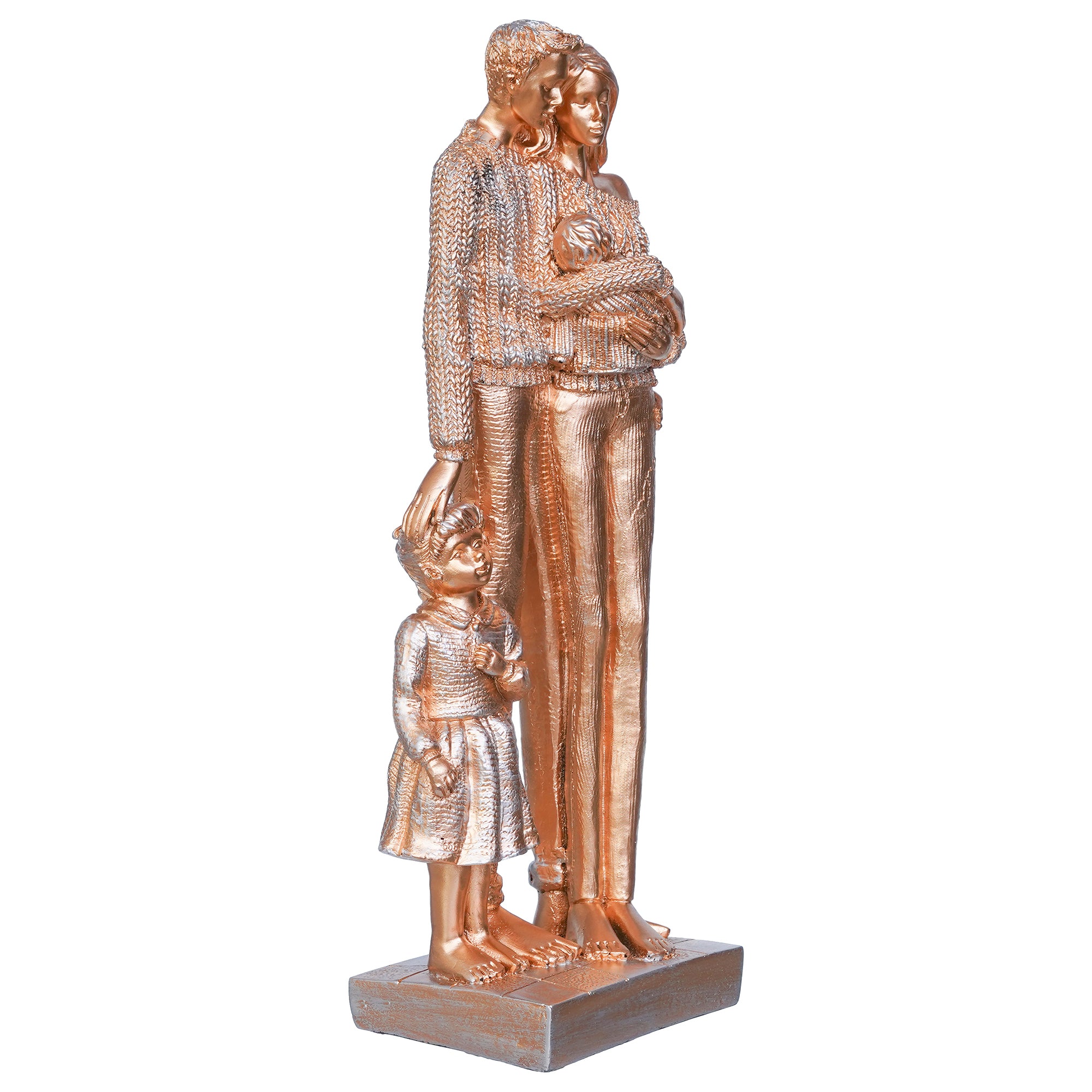 Golden Beloved Family of Husband, Wife, Daughter, and Son Human Figurines Decorative Showpiece 7