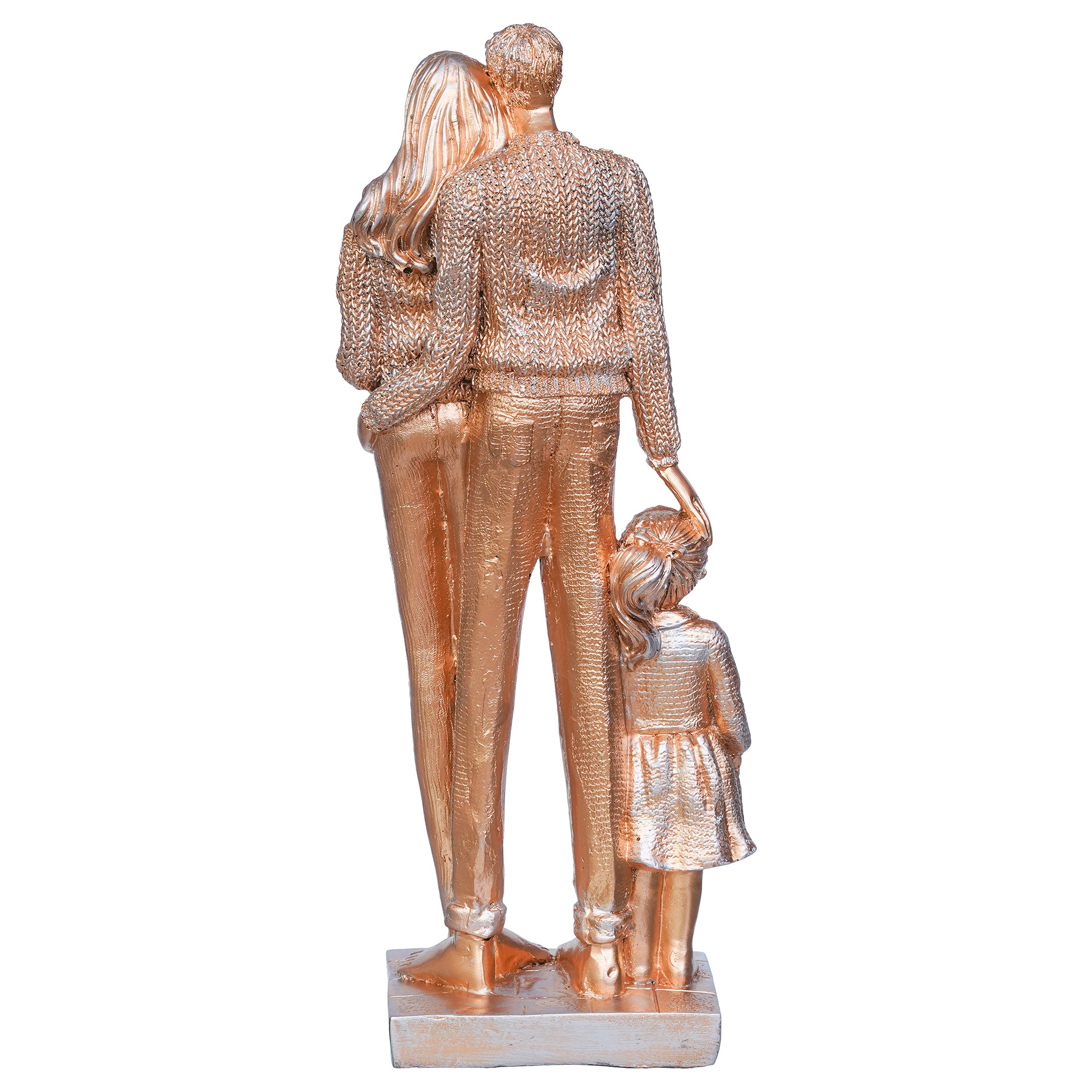 Golden Beloved Family of Husband, Wife, Daughter, and Son Human Figurines Decorative Showpiece 8