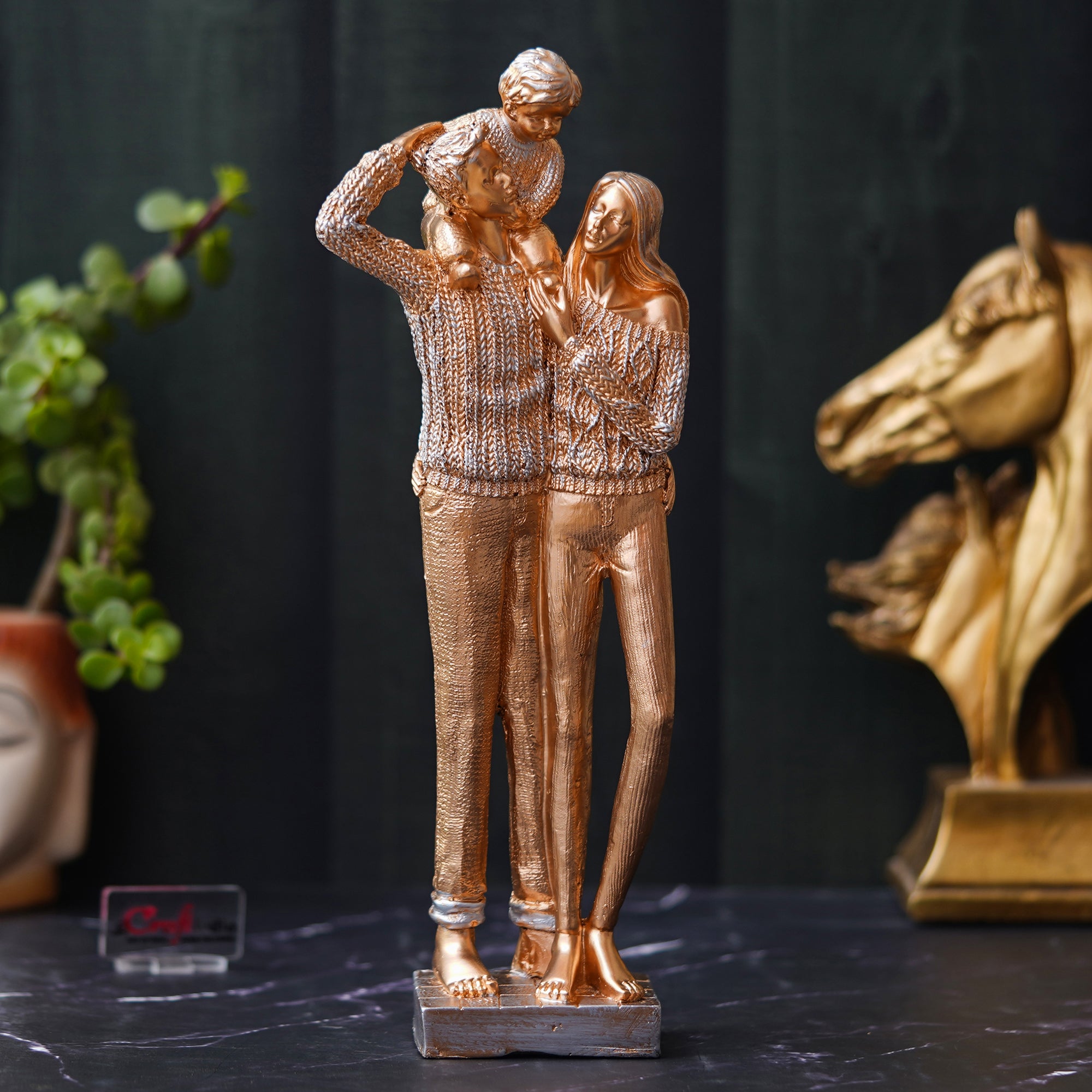 Golden Beloved Family Human Figurines Decorative Showpiece 5