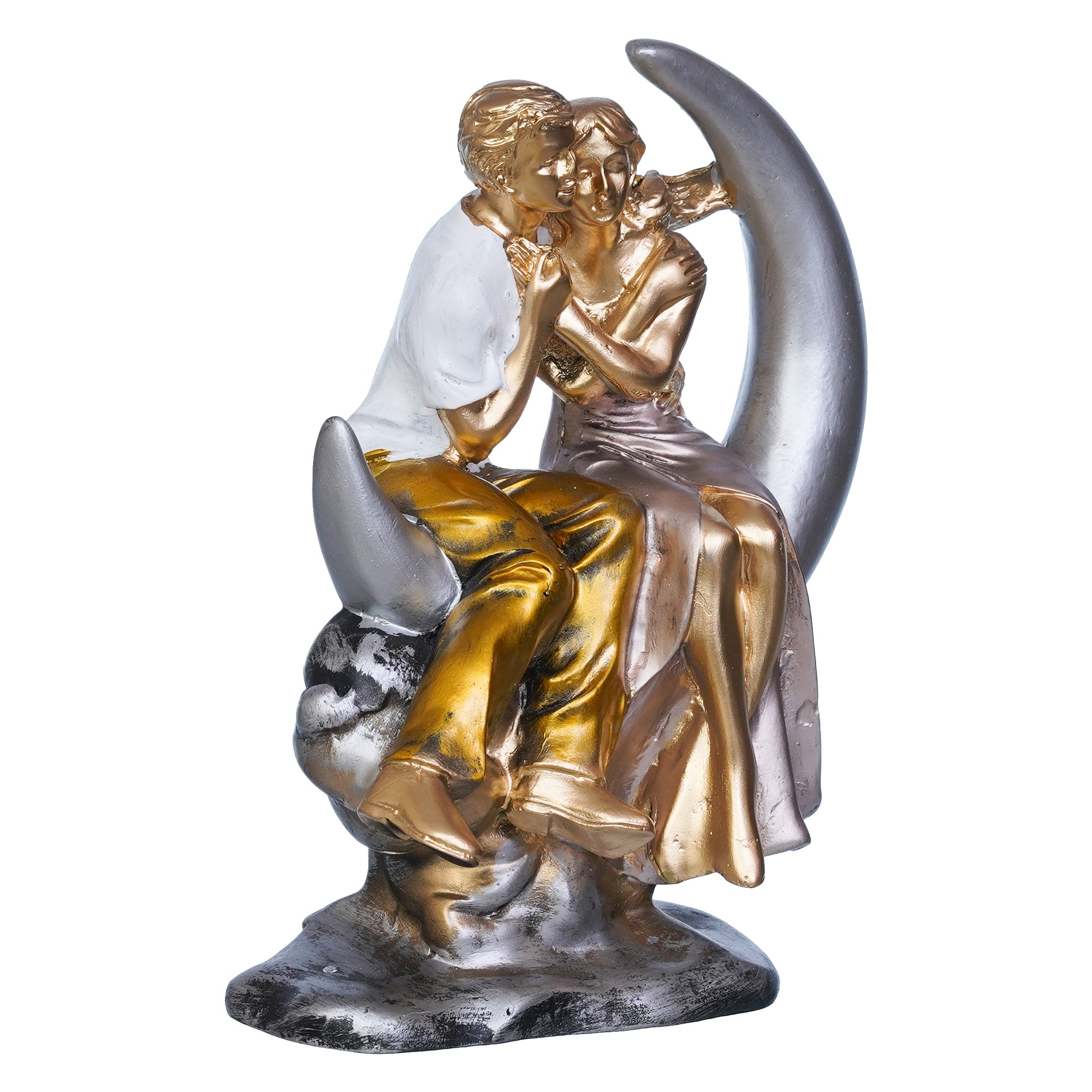 Romantic Couple Statue Sitting on Moon Human Figurines Decorative Showpiece 6