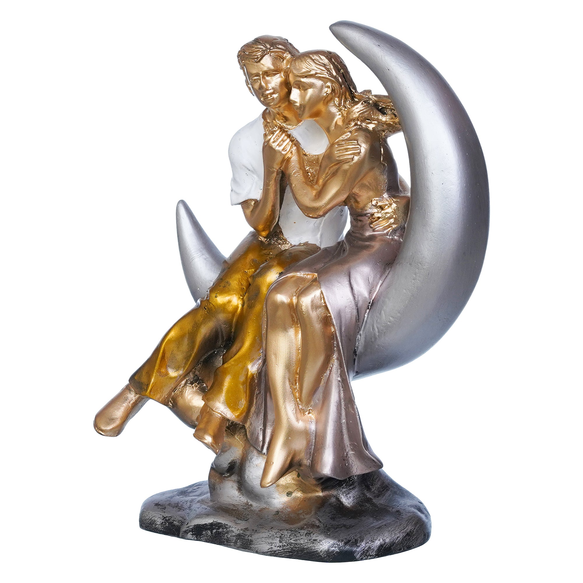 Romantic Couple Statue Sitting on Moon Human Figurines Decorative Showpiece 7