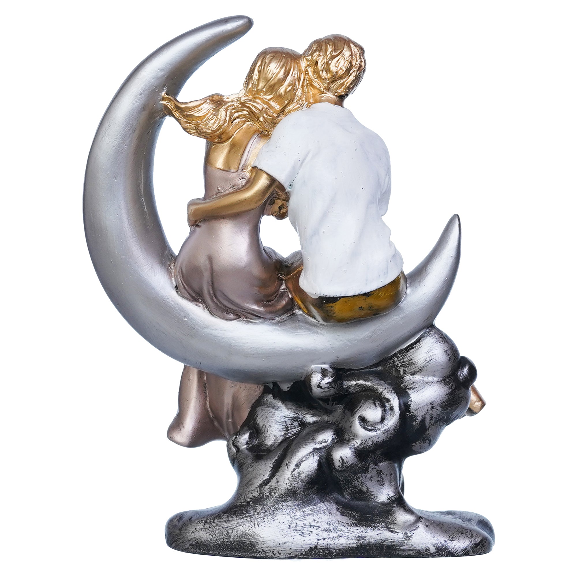 Romantic Couple Statue Sitting on Moon Human Figurines Decorative Showpiece 8