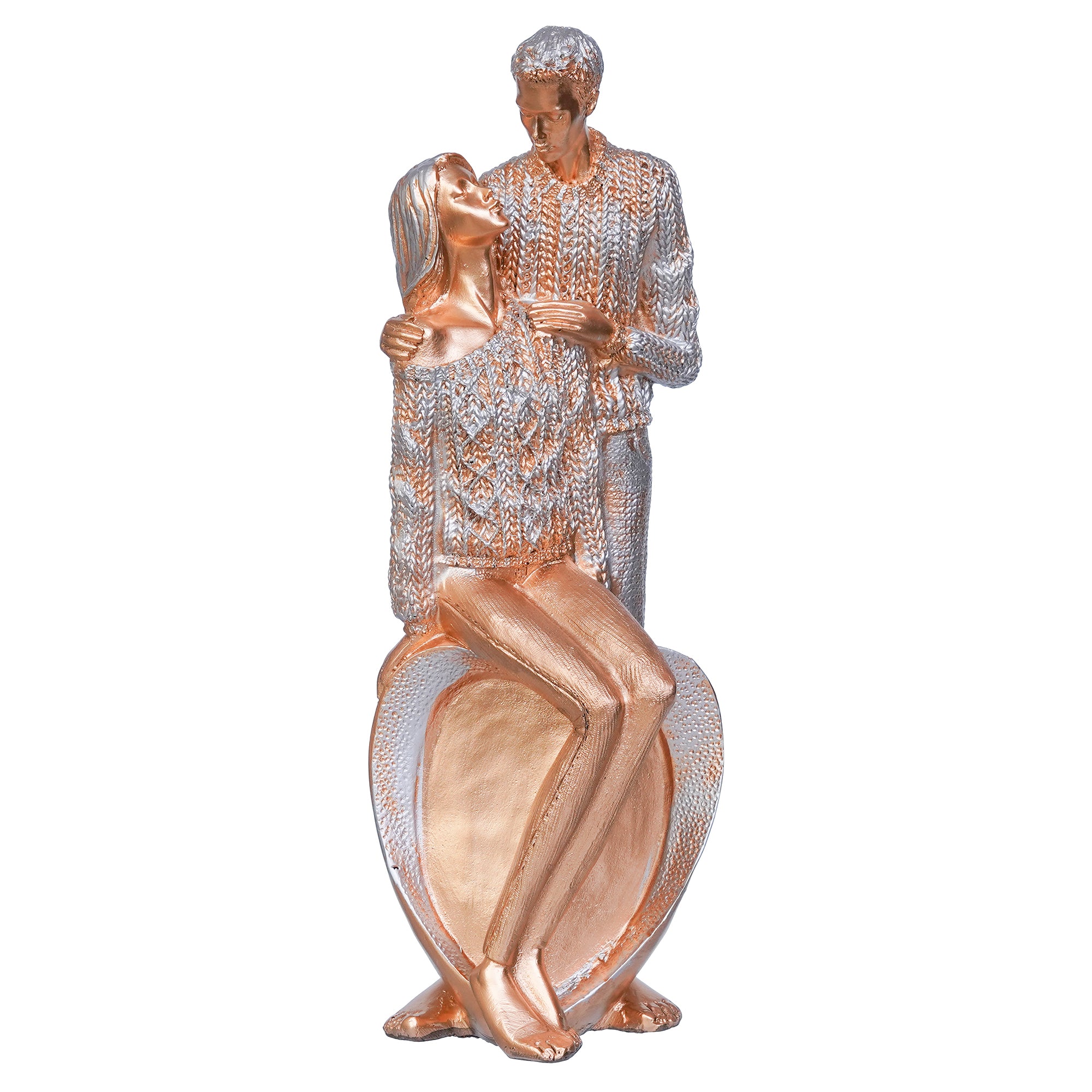 Golden Polyresin Romantic Couple Statue Human Figurine Decorative Showpiece 2