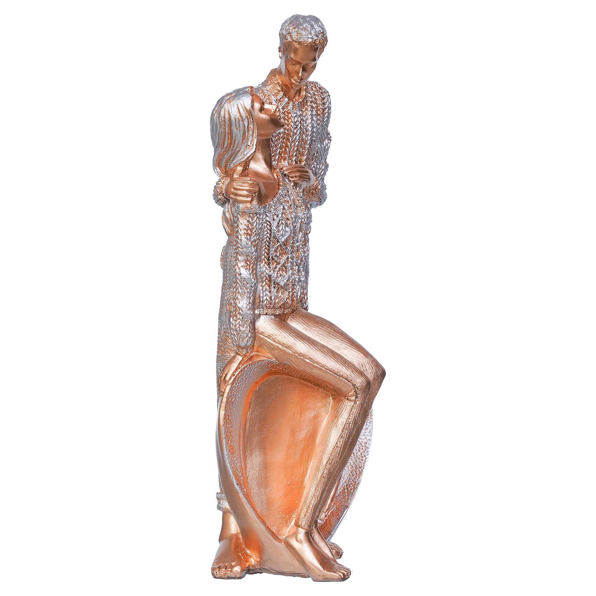 Golden Polyresin Romantic Couple Statue Human Figurine Decorative Showpiece 6