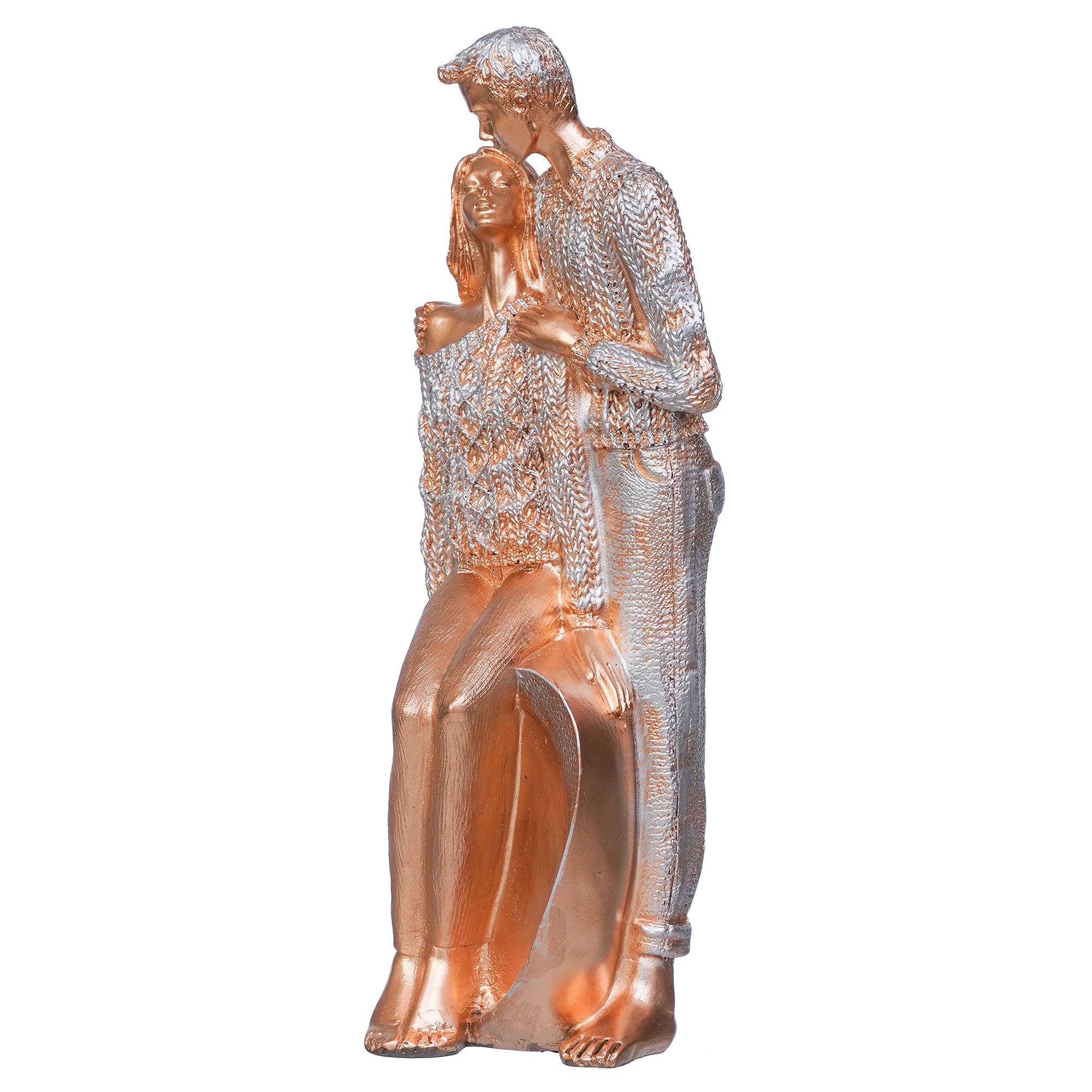 Golden Polyresin Romantic Couple Statue Human Figurine Decorative Showpiece 7