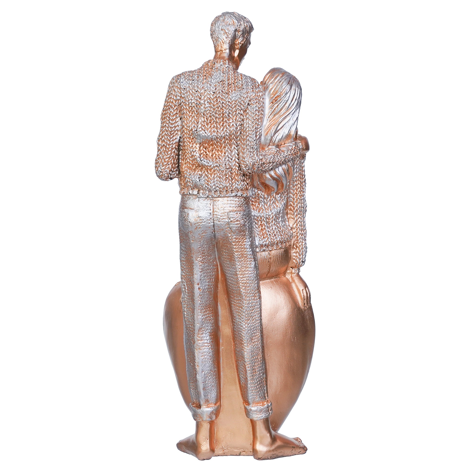 Golden Polyresin Romantic Couple Statue Human Figurine Decorative Showpiece 8