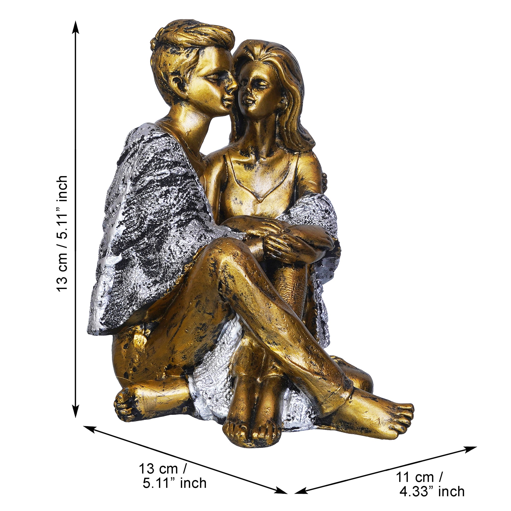 Lovely Sitting Couple Statue Human Figurine Showpiece 3