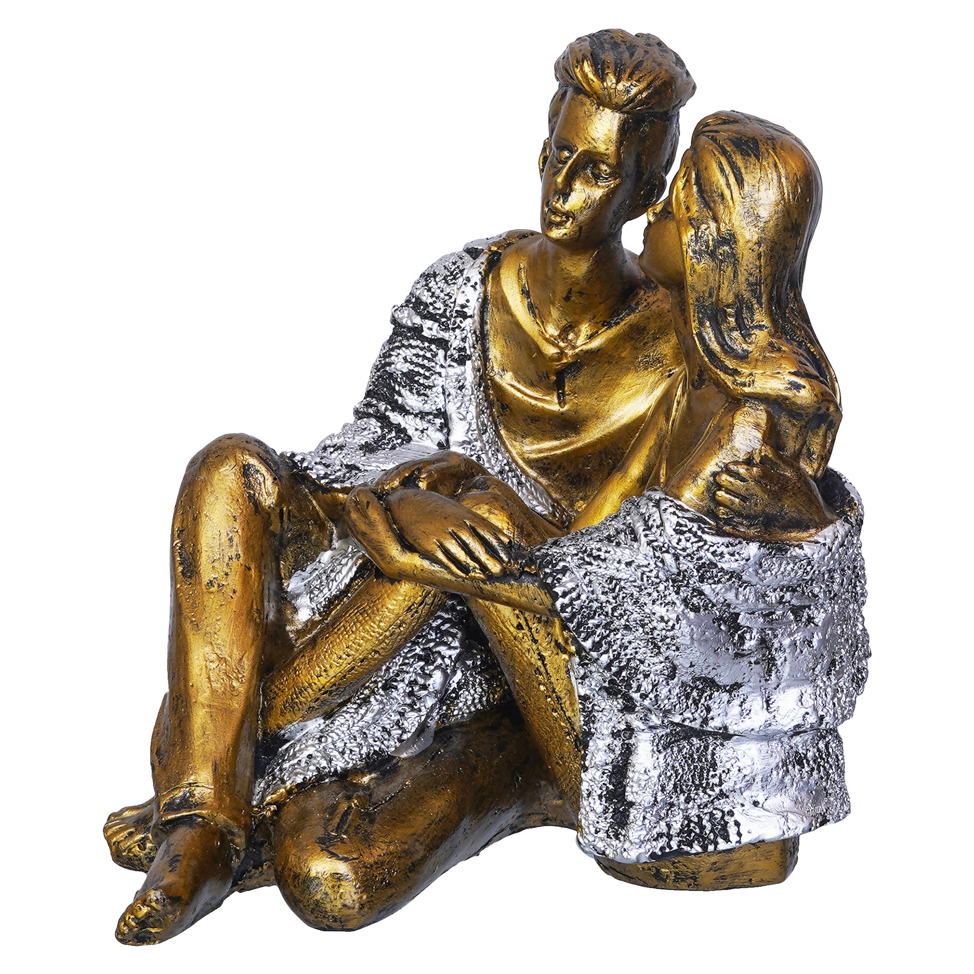 Lovely Sitting Couple Statue Human Figurine Showpiece 7