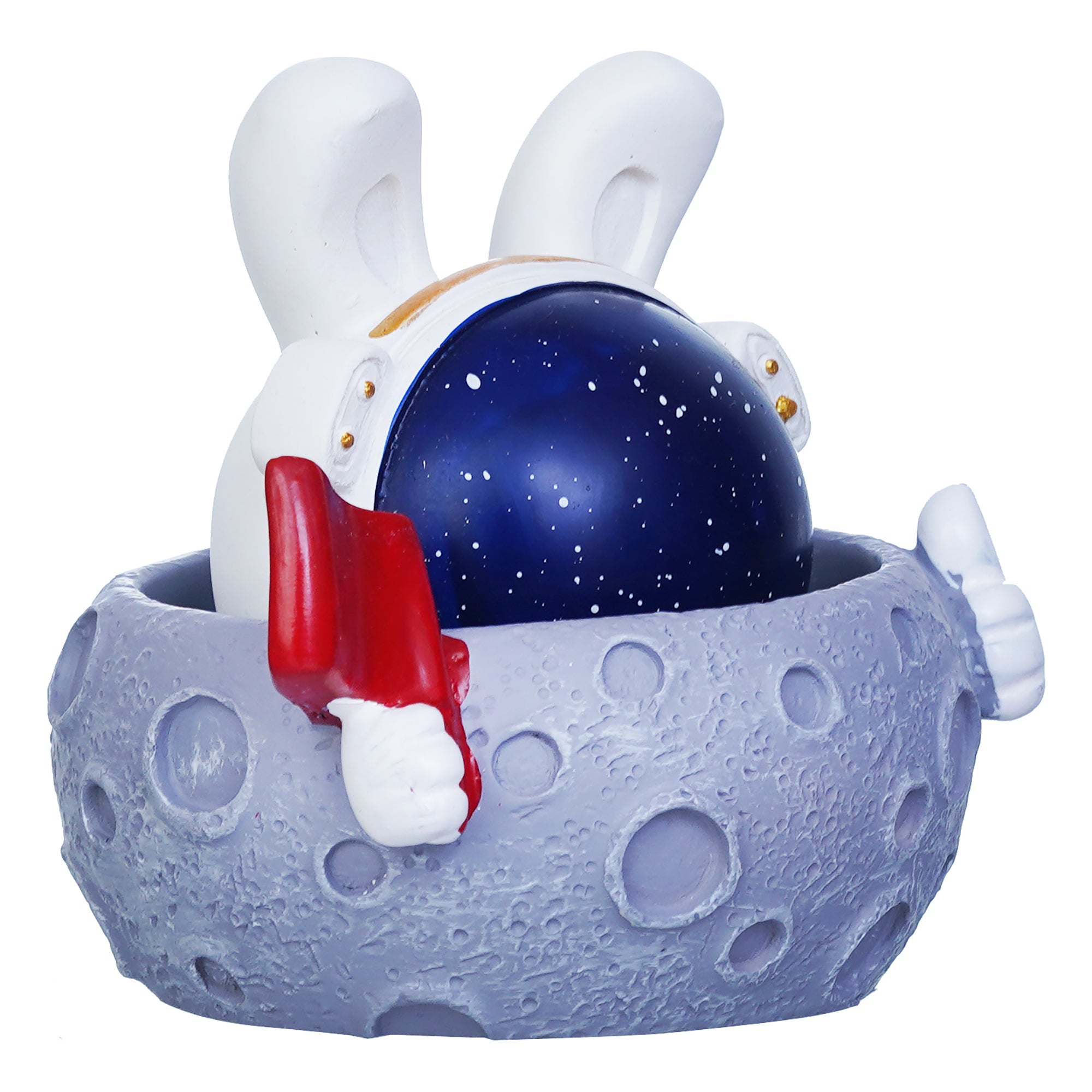 Rabbit Astronaut Miniature statue on Moon shaking head with Red Flag Decorative Showpiece 7