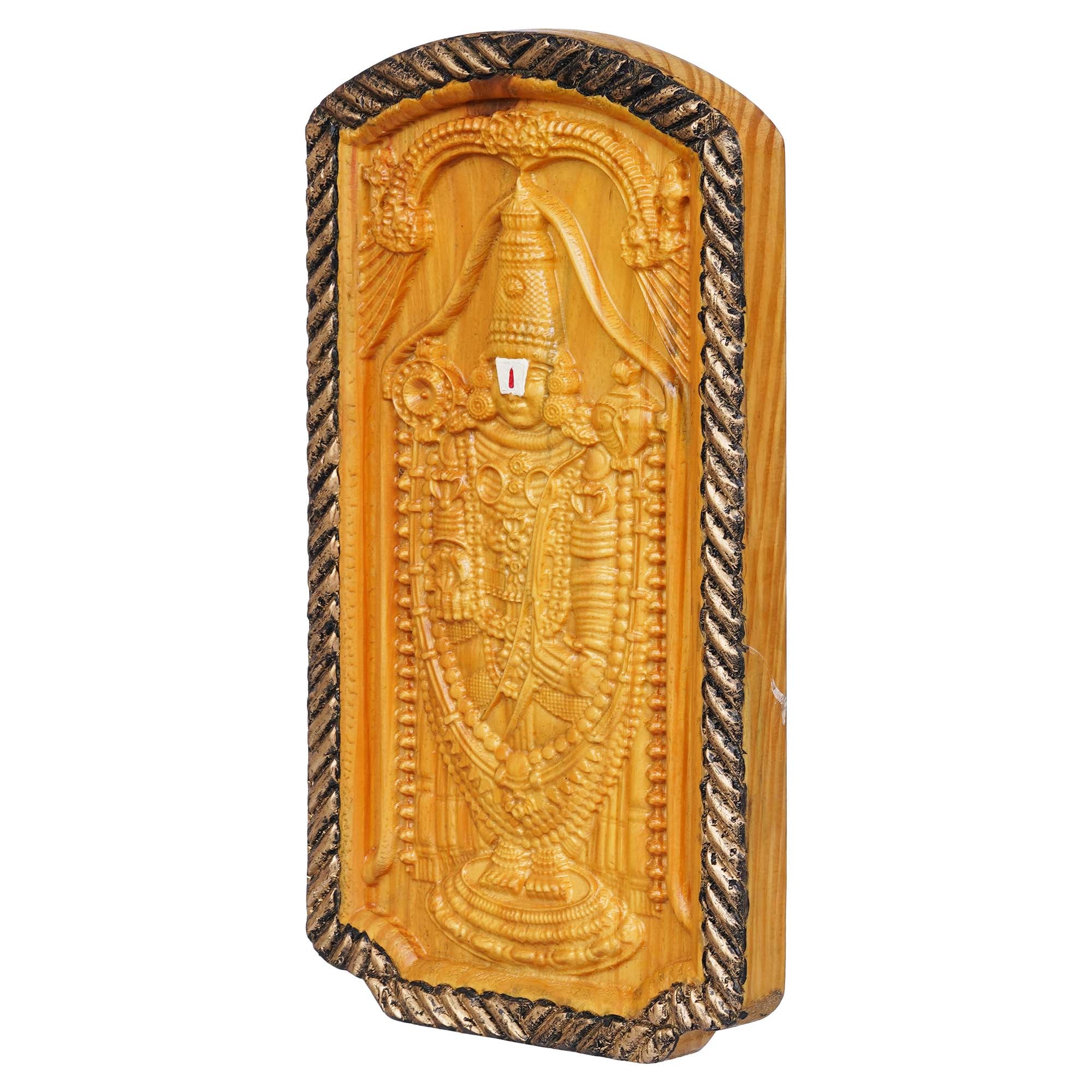 Golden Wooden Handcrafted God Tirupati Balaji Religious Wall Hanging 5