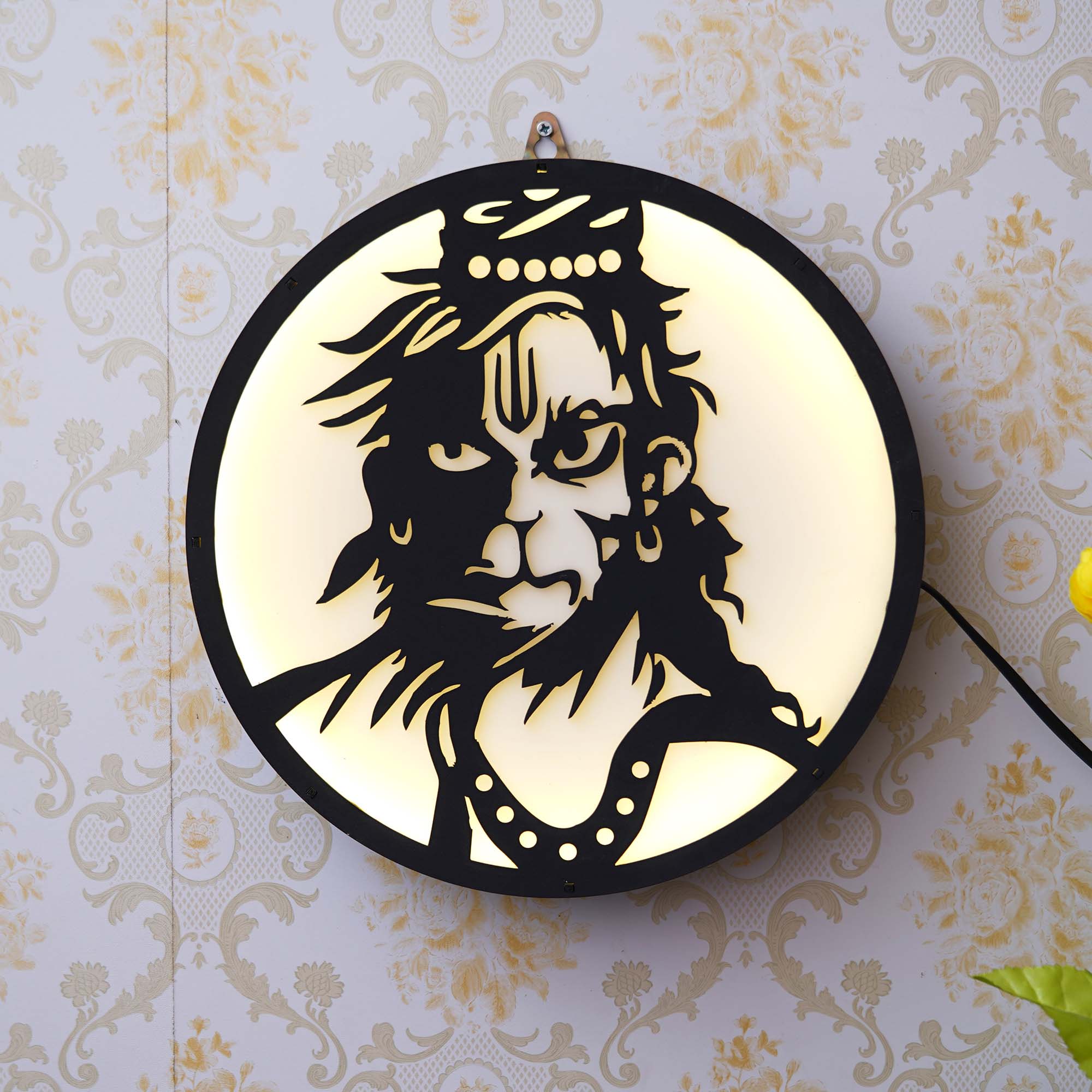 Lord Hanuman Wooden Cutout LED Light Lamp Decorative Wall Hanging 4