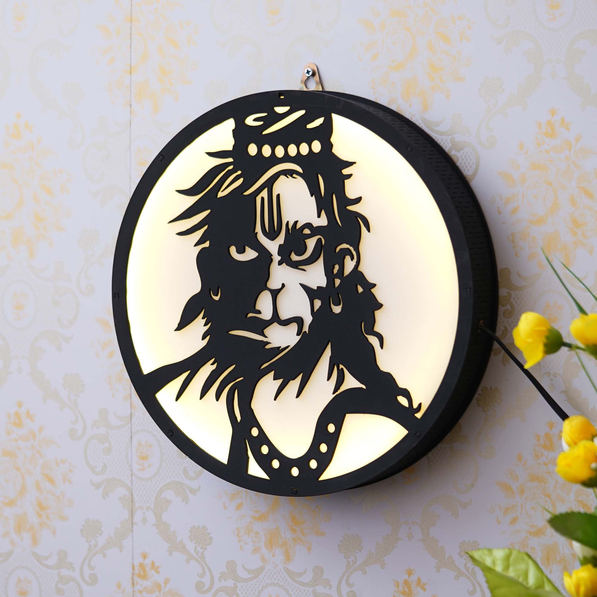 Lord Hanuman Wooden Cutout LED Light Lamp Decorative Wall Hanging 5