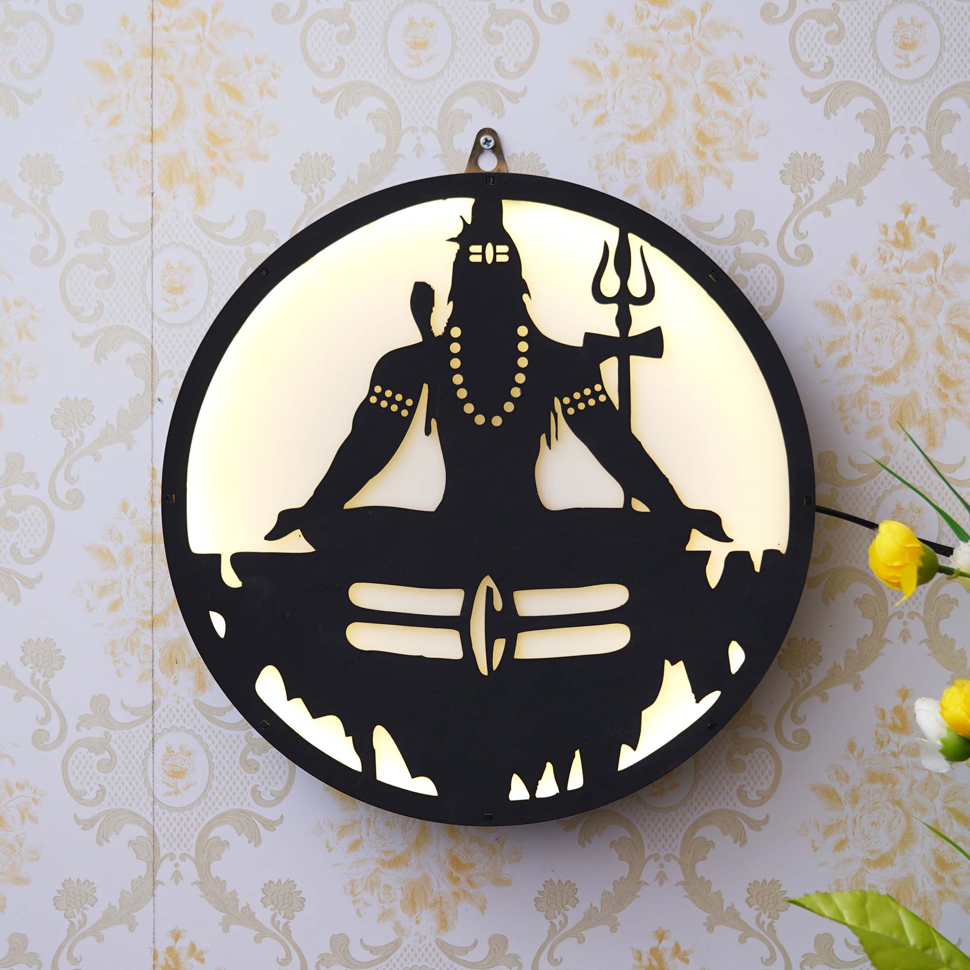 Lord Shiva Wooden Cutout LED Light Lamp Decorative Wall Hanging 1