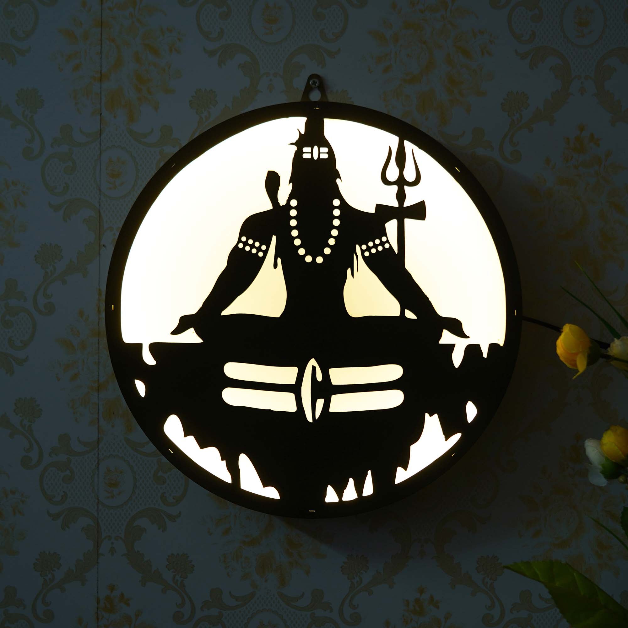 Lord Shiva Wooden Cutout LED Light Lamp Decorative Wall Hanging 4