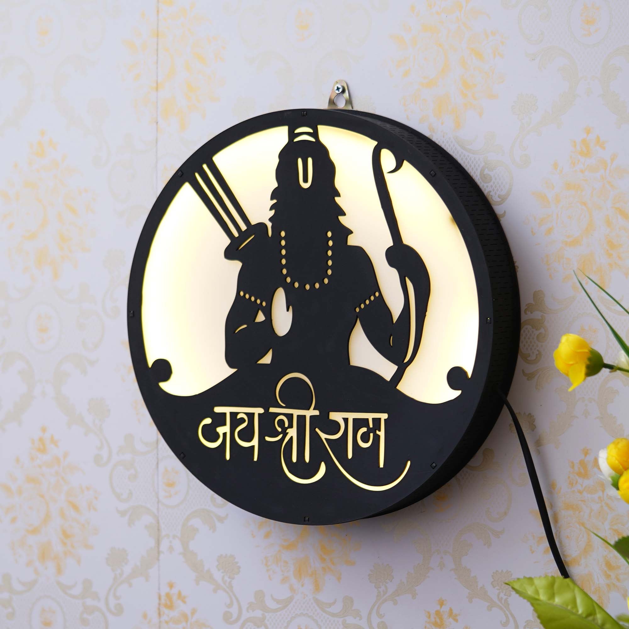 Lord Rama with "Jai Shri Ram" Wooden Cutout LED Light Lamp Wall Hanging 5