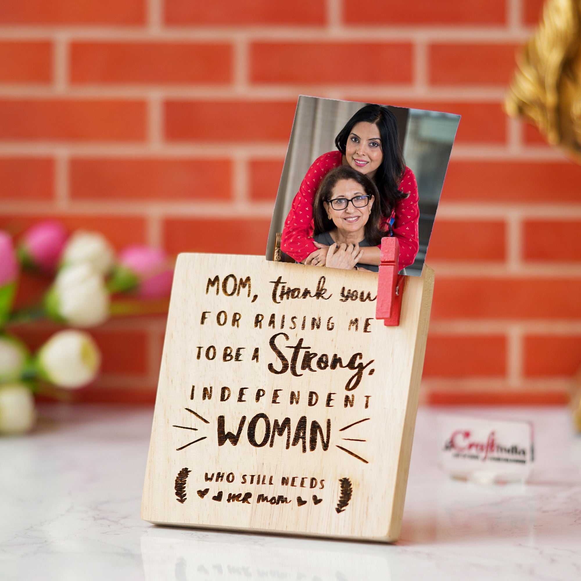 "Mom, Thank You For Raising Me" Tabletop Wooden Showpiece 1