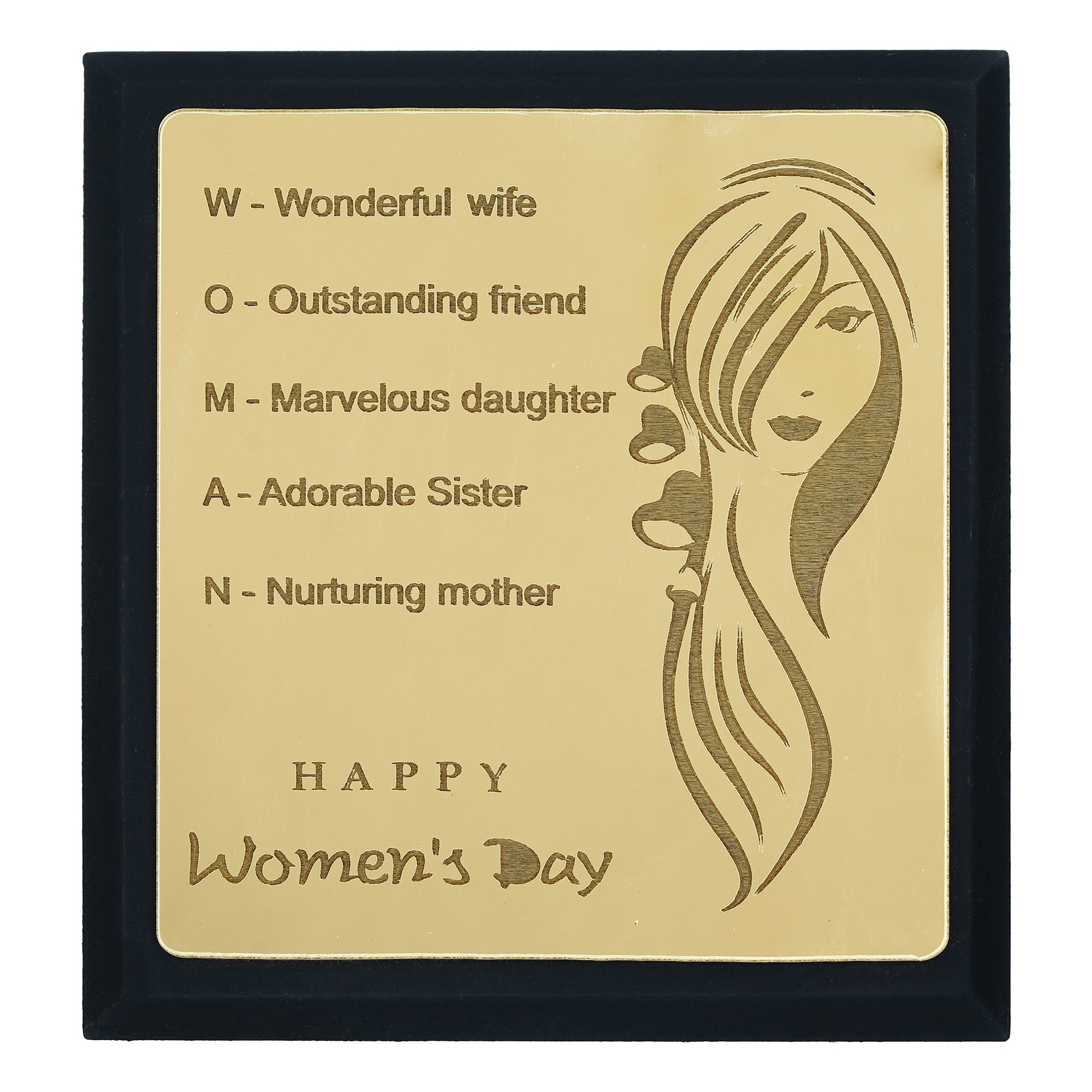 Brown "Happy Women's Day" Tabletop Wooden Decorative Showpiece 2