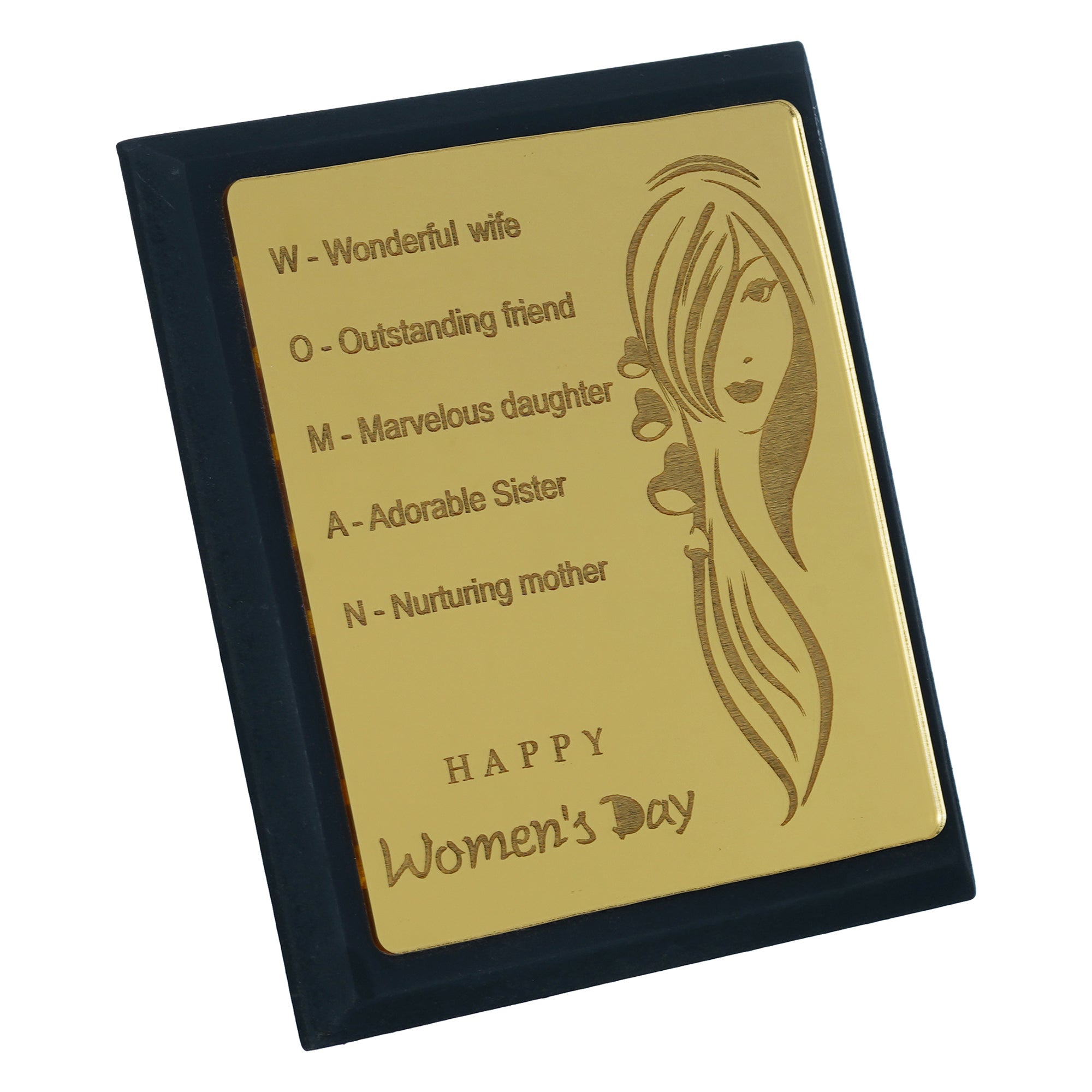 Brown "Happy Women's Day" Tabletop Wooden Decorative Showpiece 6