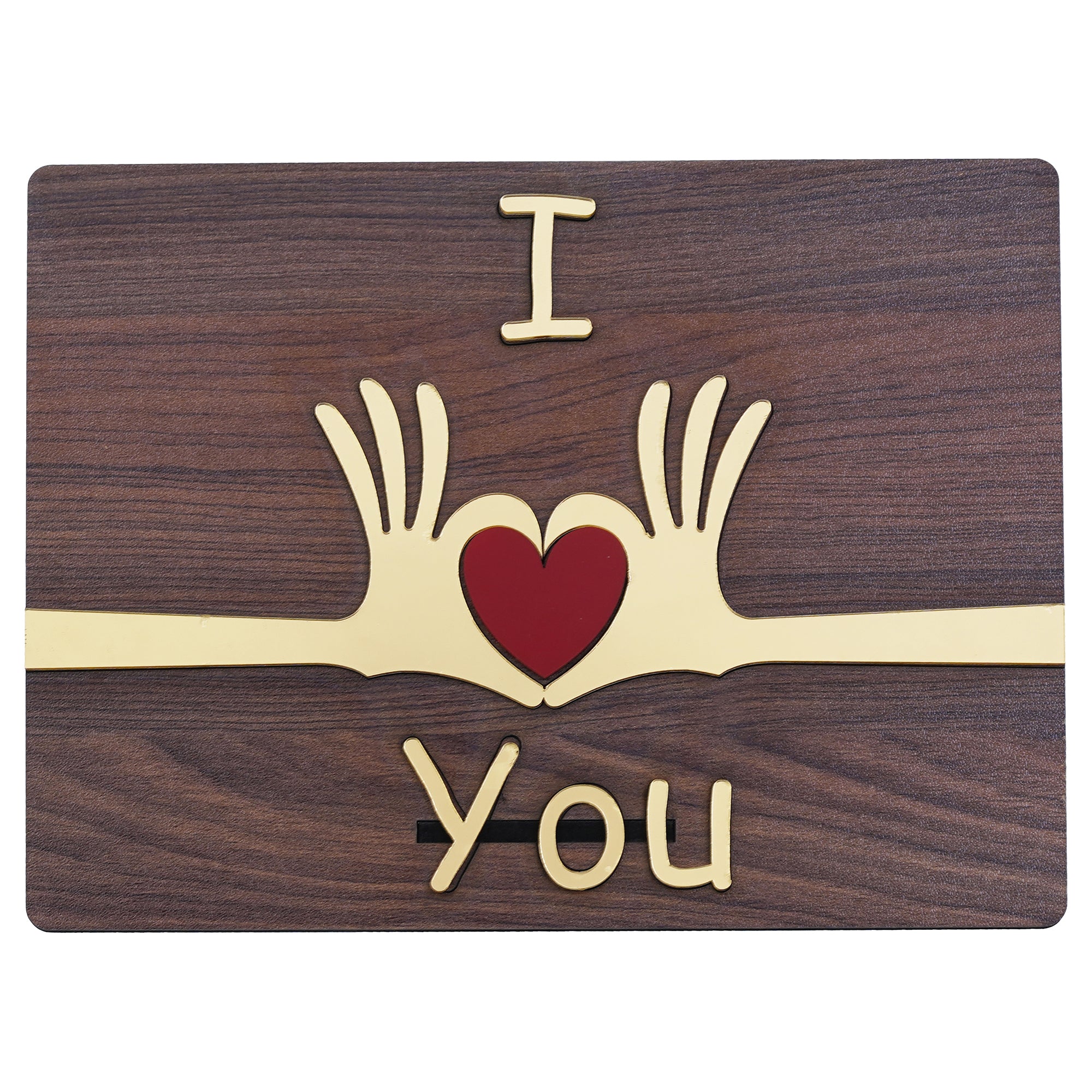 Brown & Red "I Love You" Wooden Decorative Showpiece 2