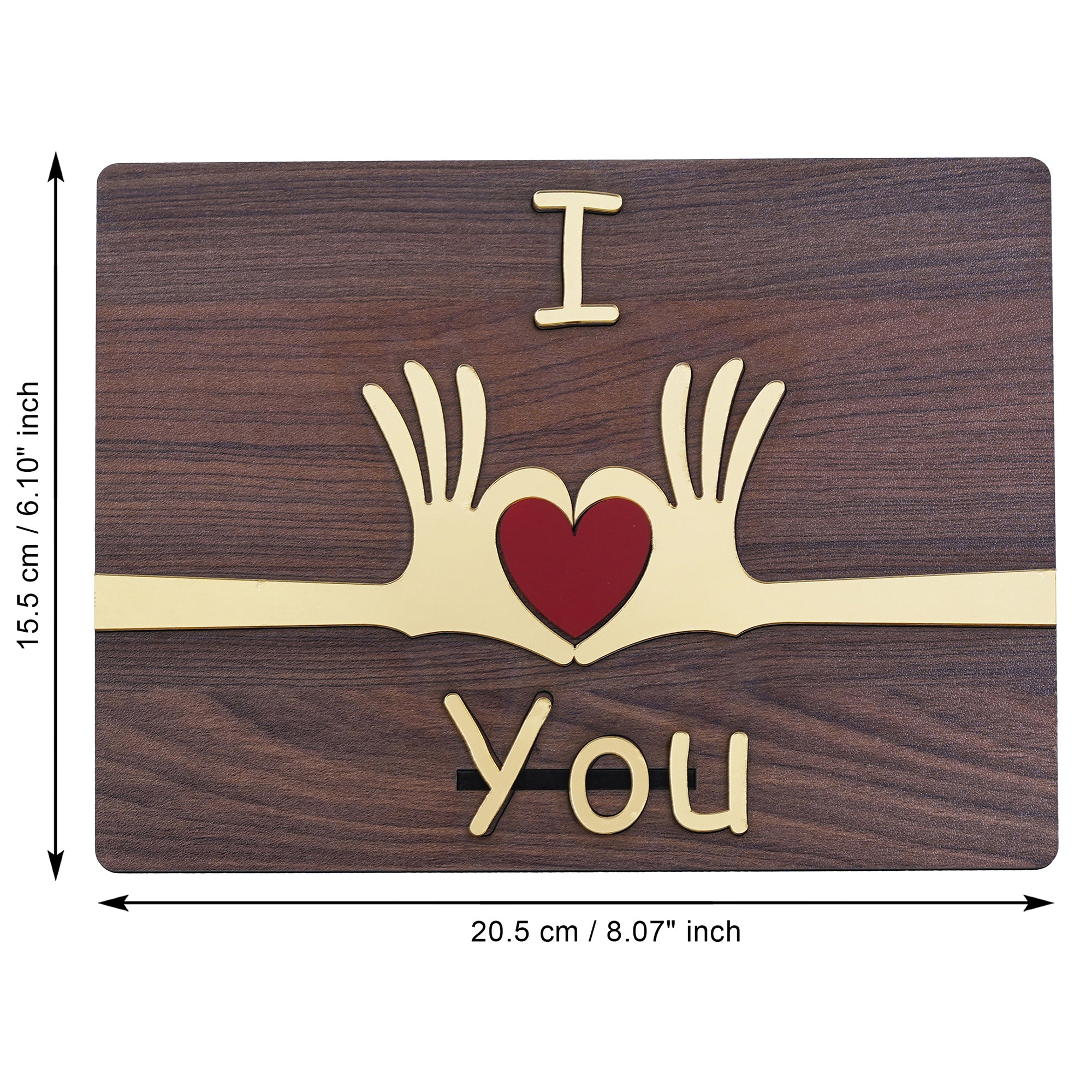 Brown & Red "I Love You" Wooden Decorative Showpiece 3