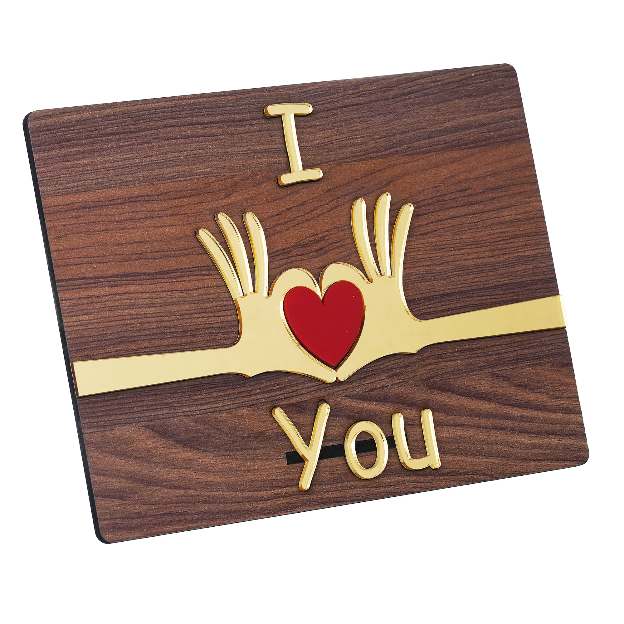 Brown & Red "I Love You" Wooden Decorative Showpiece 6