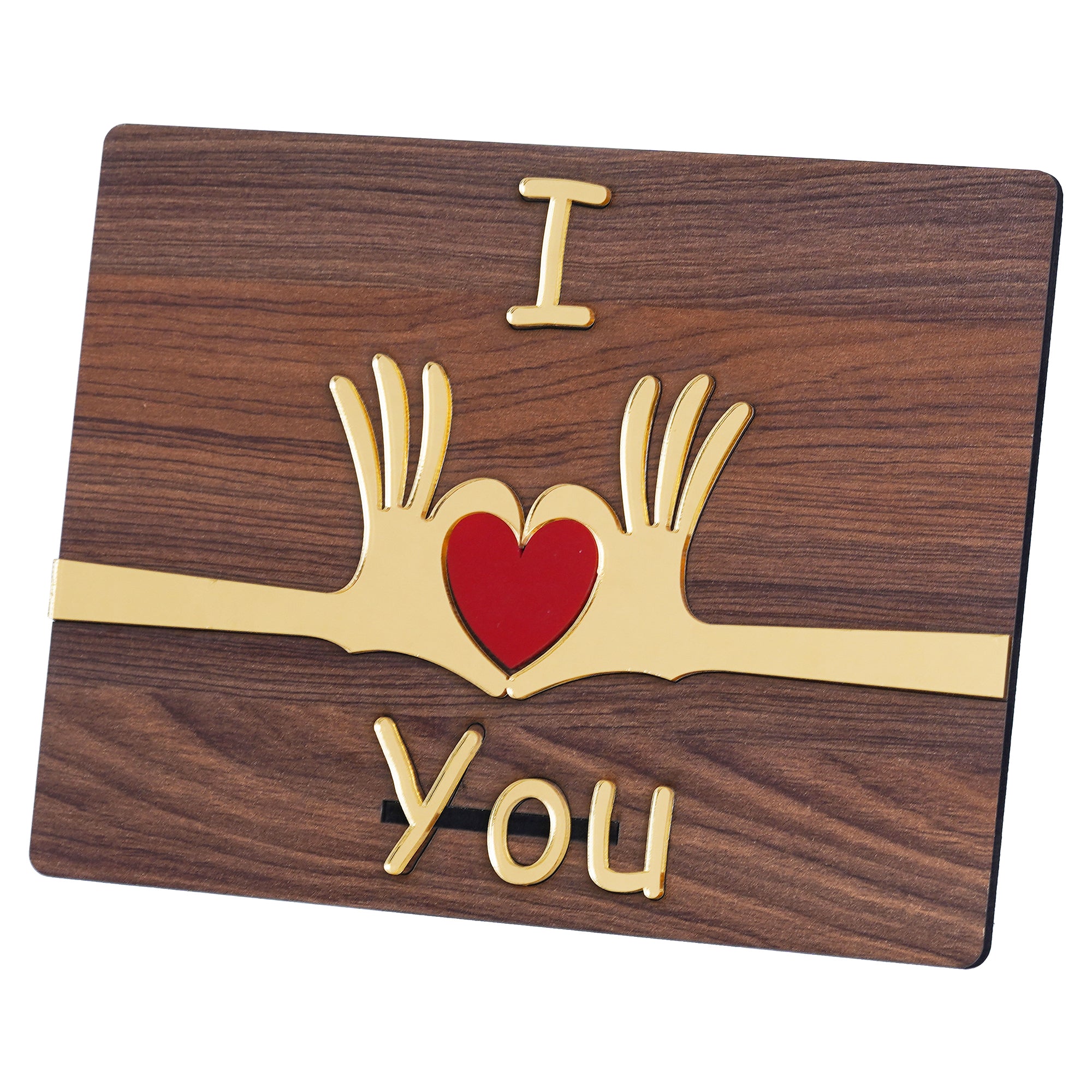 Brown & Red "I Love You" Wooden Decorative Showpiece 7