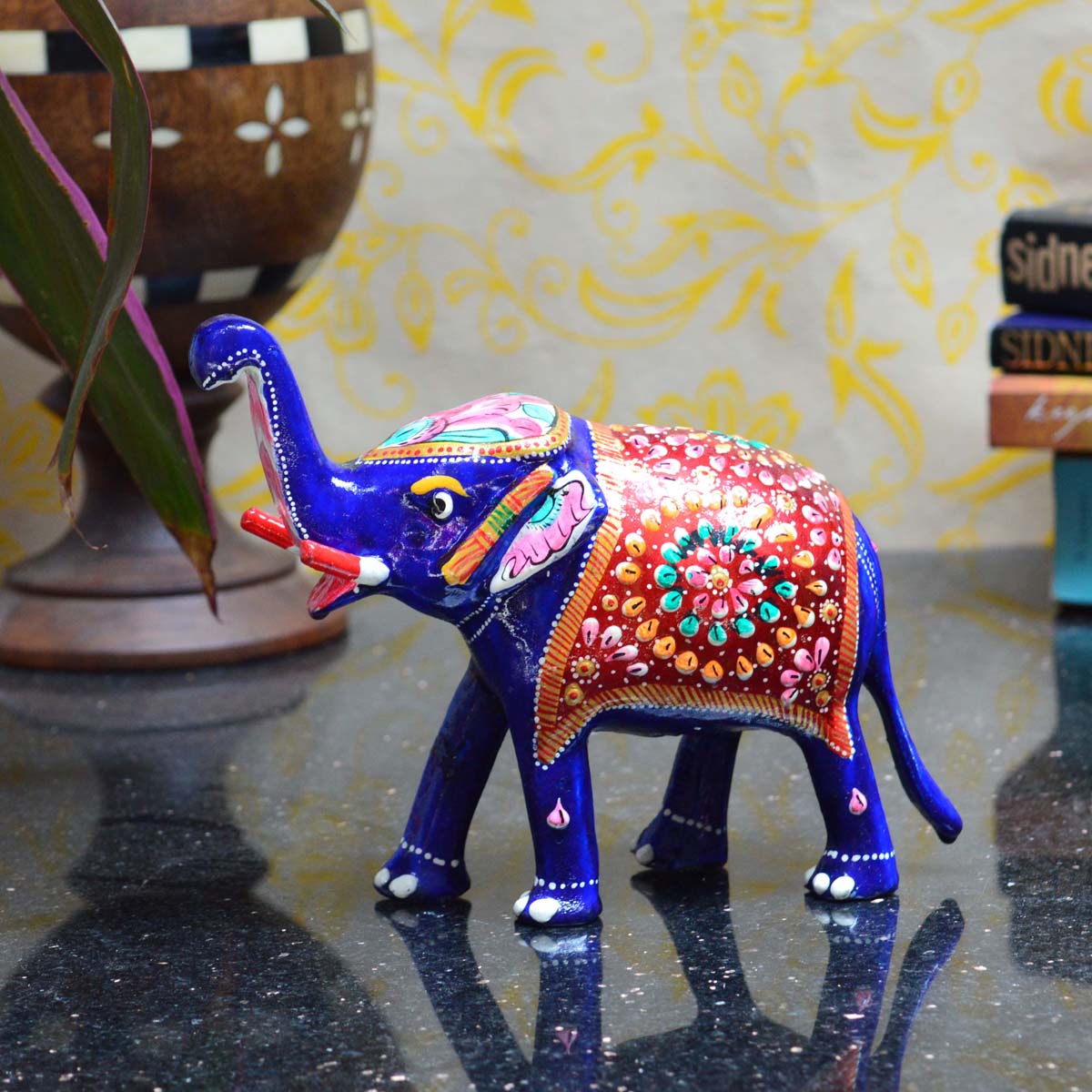 Designer Pearl Rakhi with Meenakari Delightful Elephant and Roli Chawal Pack, Best Wishes Greeting Card 2