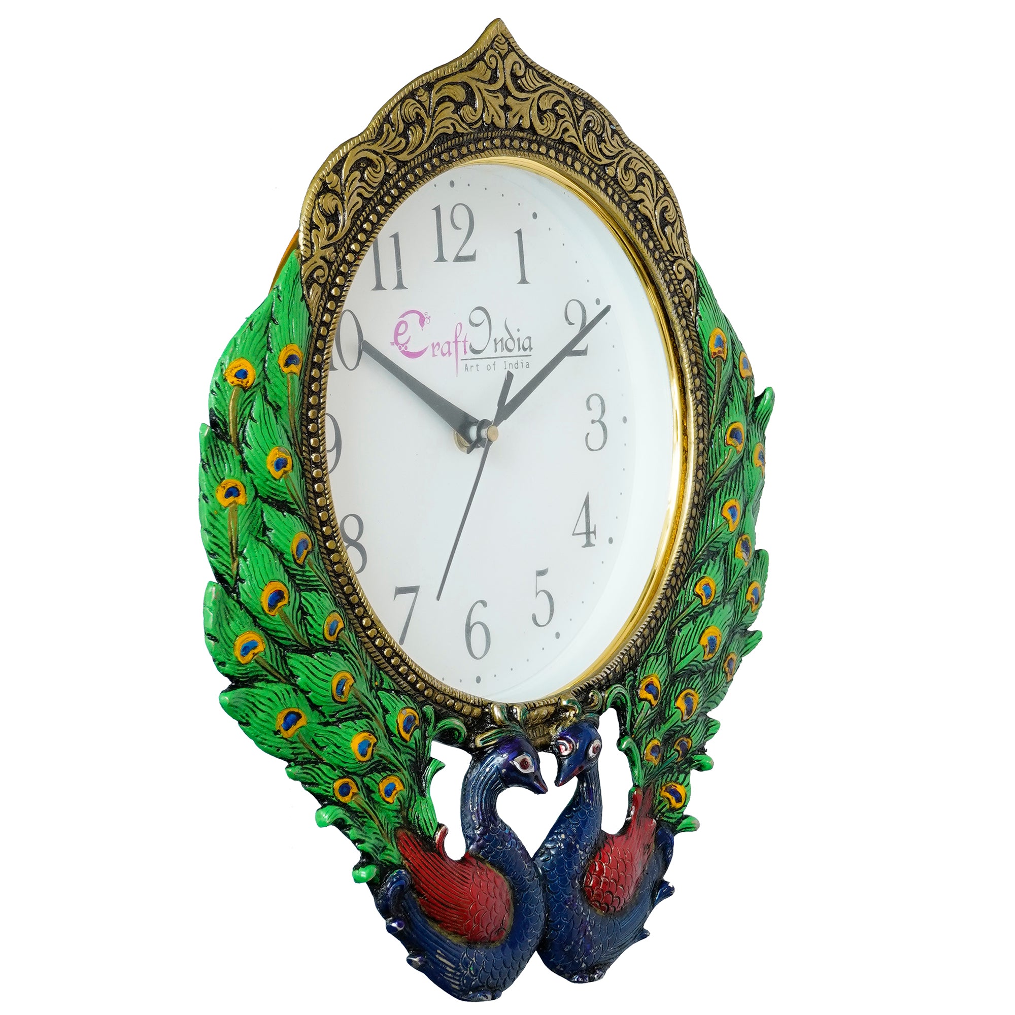 Colorful 2 Peacocks Designer Analog Metal Wall Clock 4