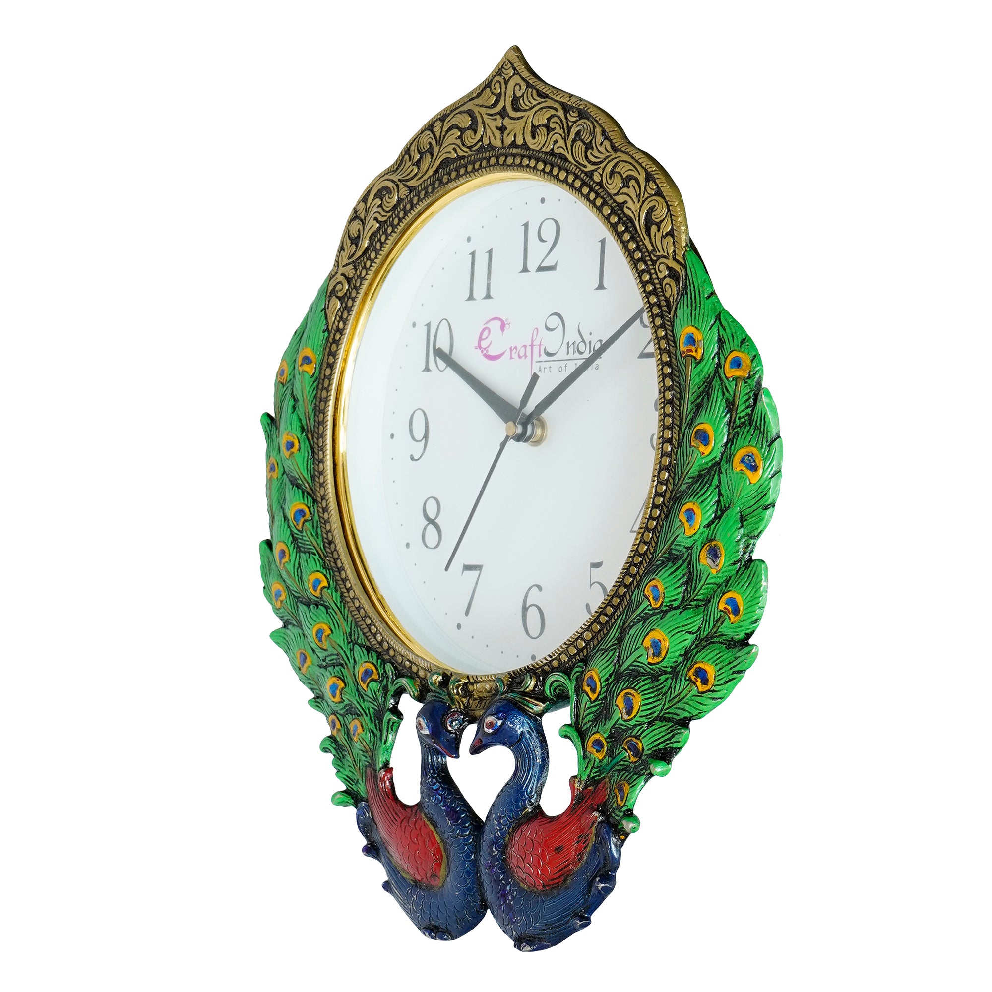 Colorful 2 Peacocks Designer Analog Metal Wall Clock 5