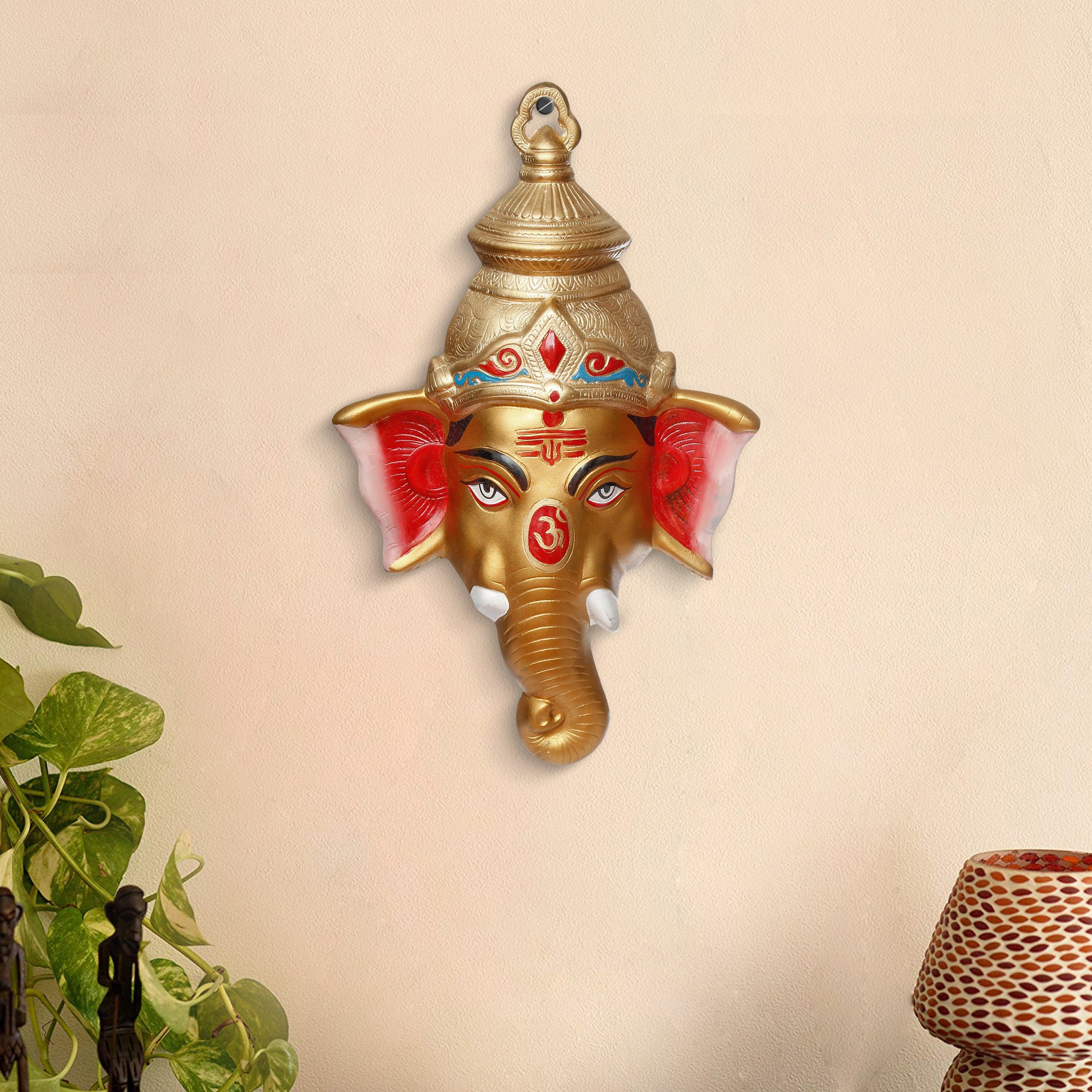 Lord Ganesha Face Metal Wall Hanging 1