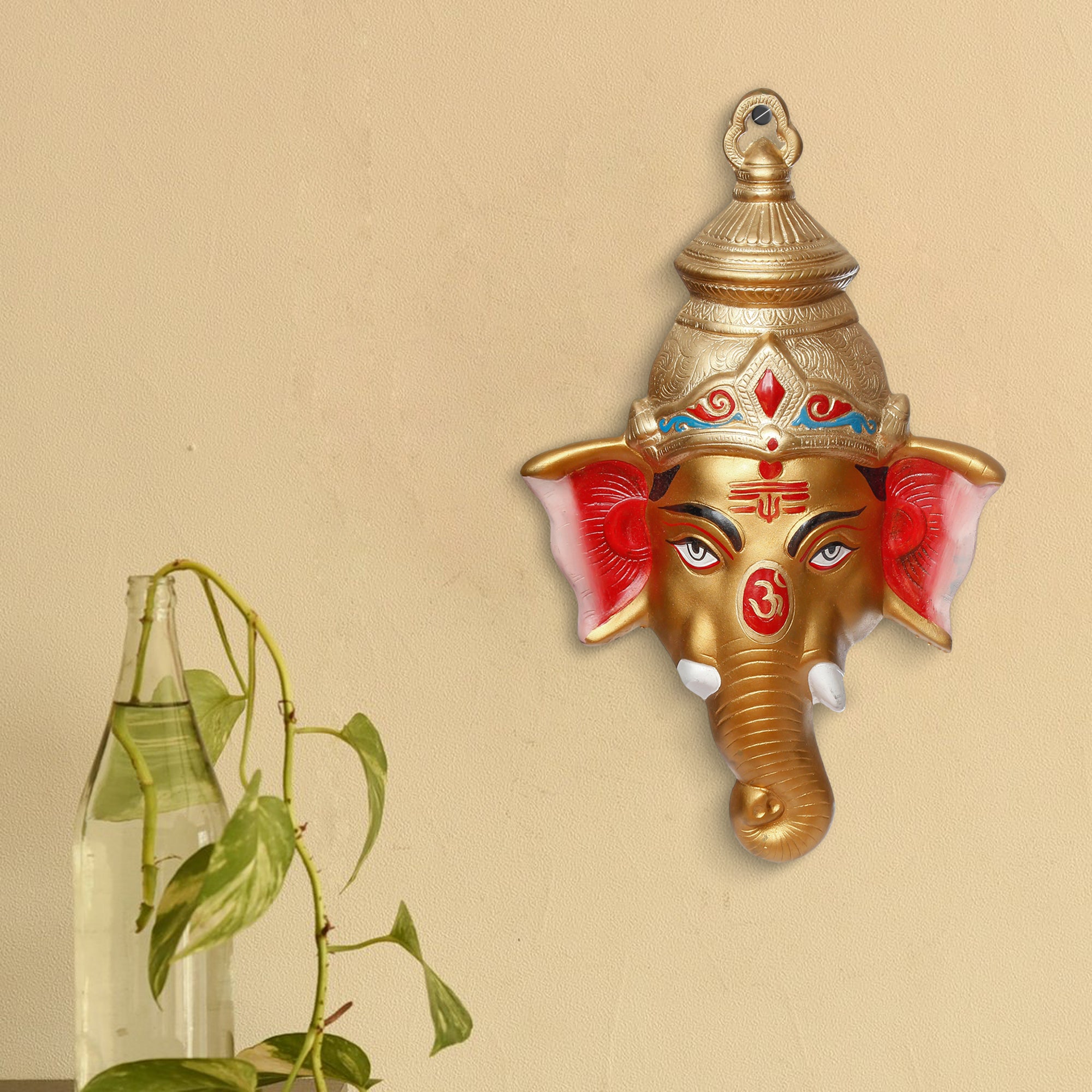 Lord Ganesha Face Metal Wall Hanging